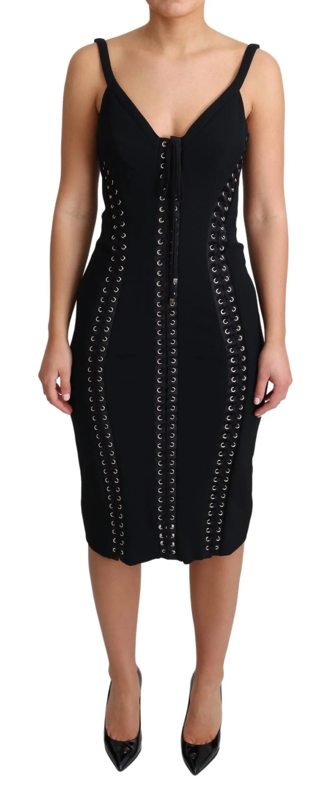 Dolce & Gabbana Women's Elegant Black Bodycon Zip Dress