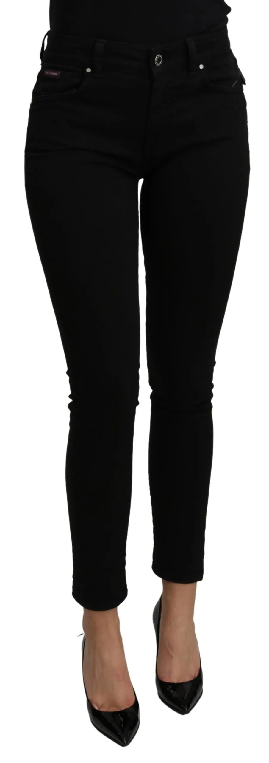 Dolce & Gabbana Women's Sleek Black Mid Waist Slim Fit Cropped Jeans