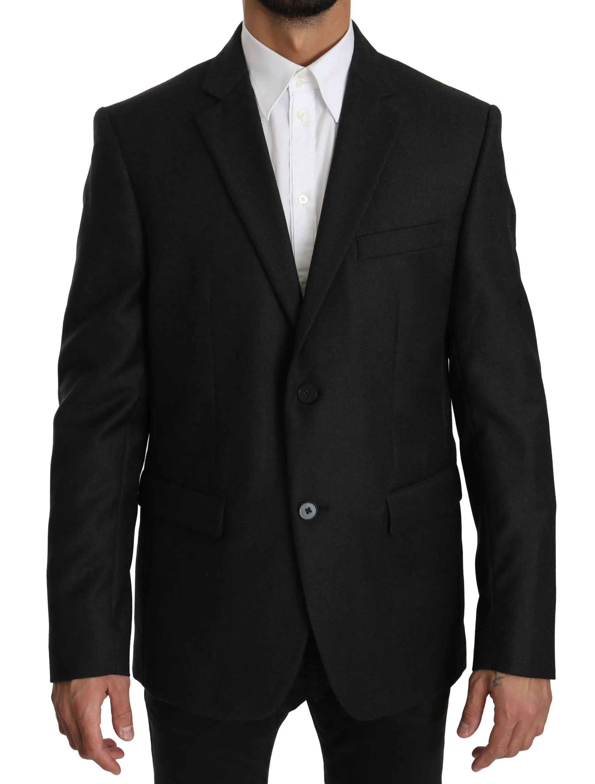 Dolce & Gabbana Men's Elegant Gray Virgin Wool Formal Blazer