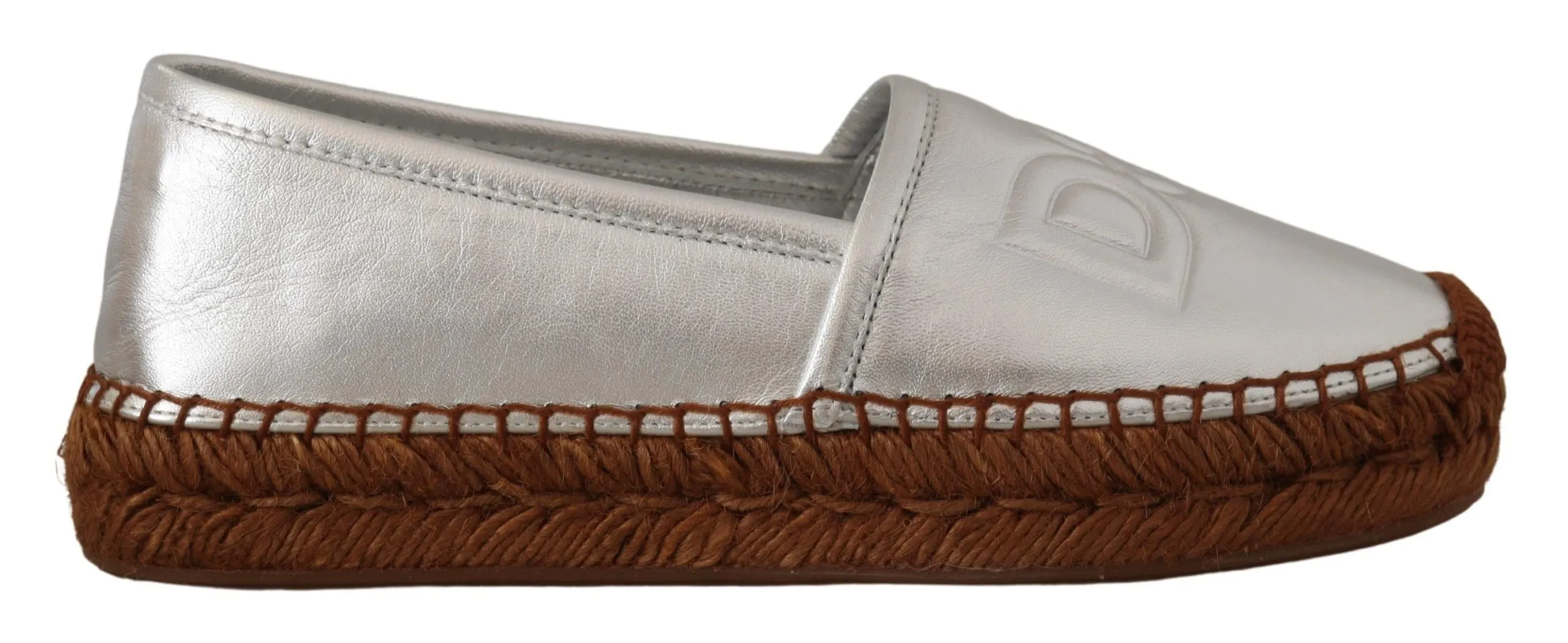 Dolce & Gabbana Women's Silver Leather Flat Espadrilles