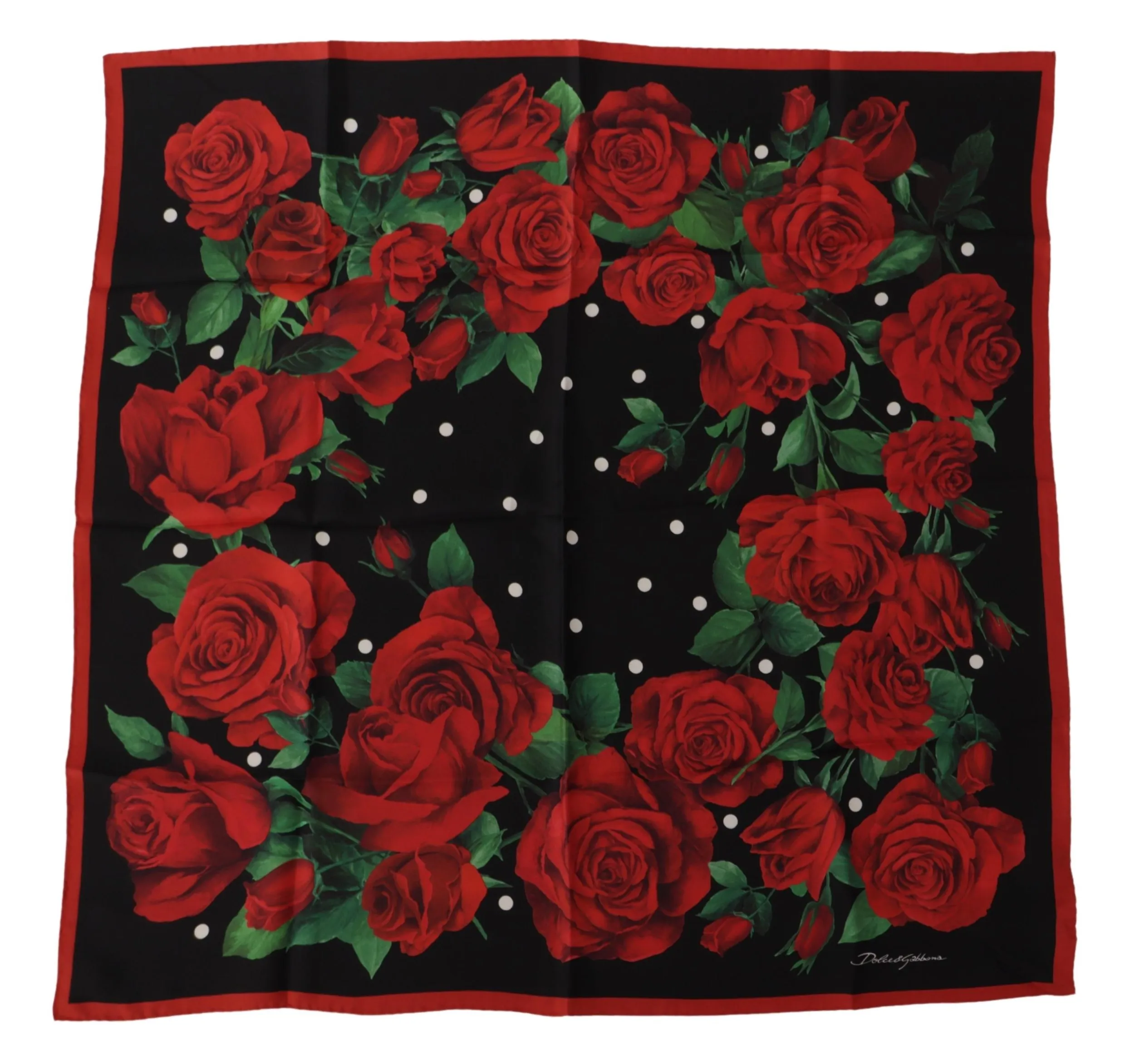 Dolce & Gabbana Women's Elegant Red Roses Silk Square Scarf