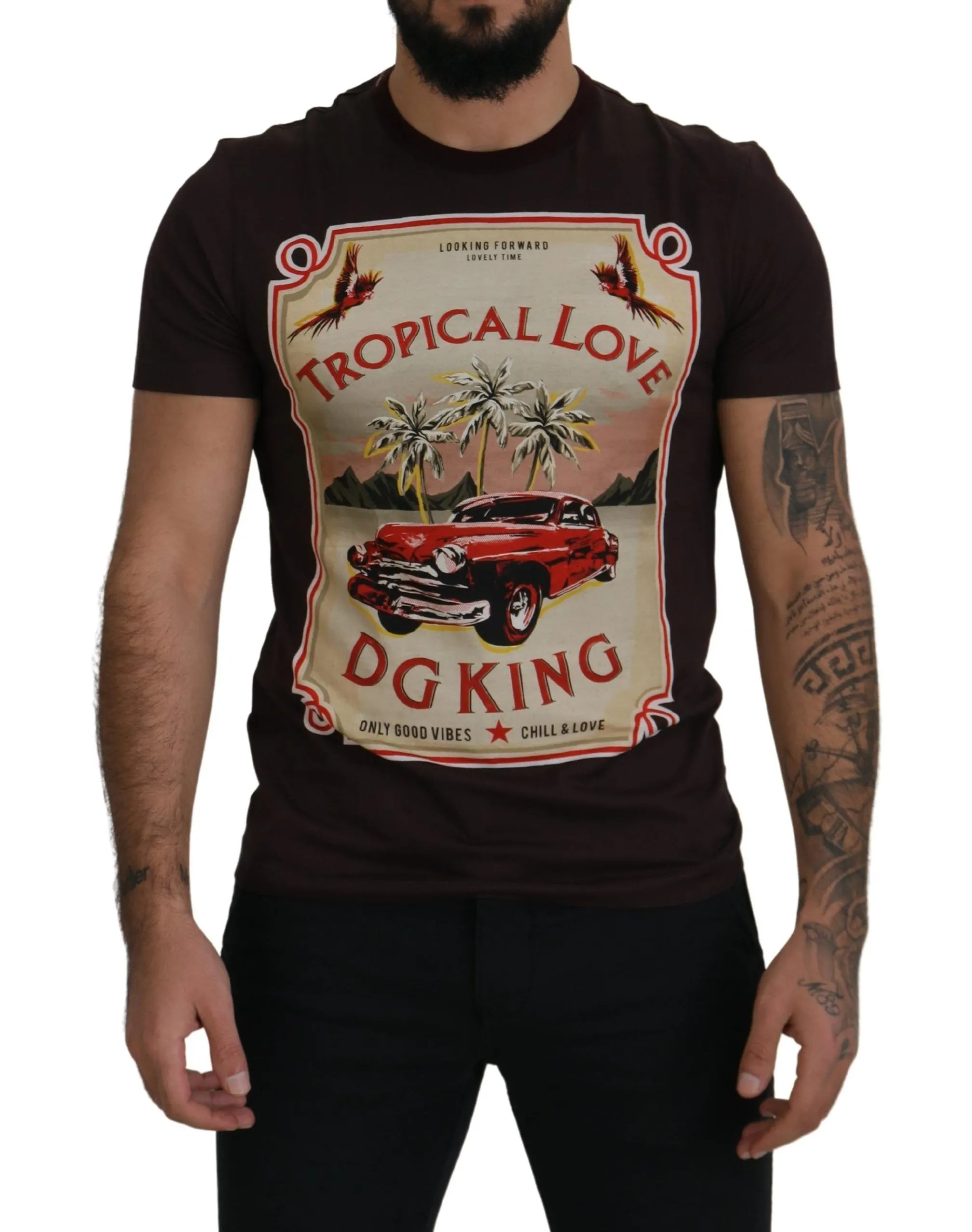 Dolce & Gabbana Men's Tropical Love DG King Cotton Tee - A Royal Touch!