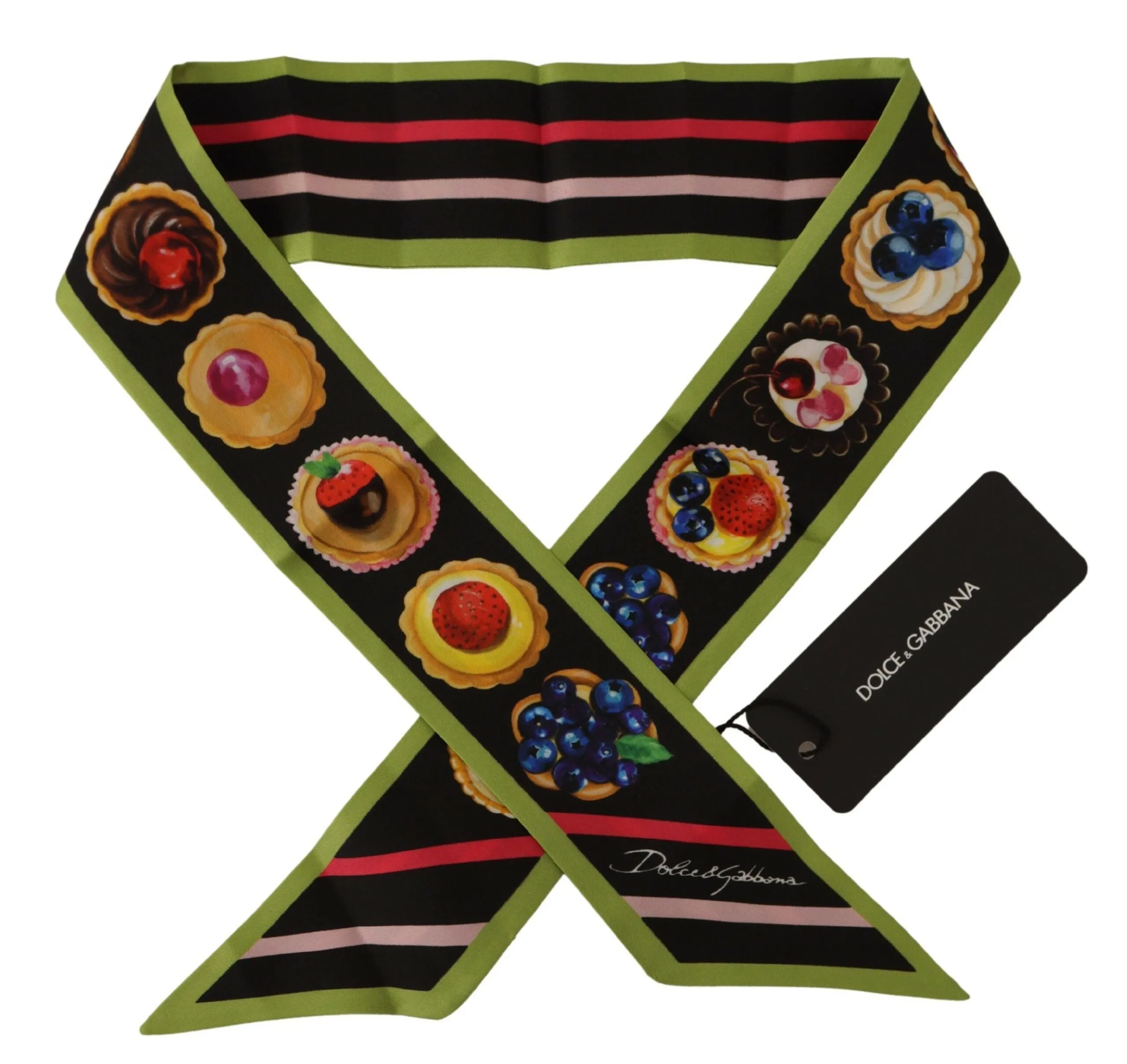 Dolce & Gabbana Women's Multicolor Silk Fruit Print Bandeau Scarf