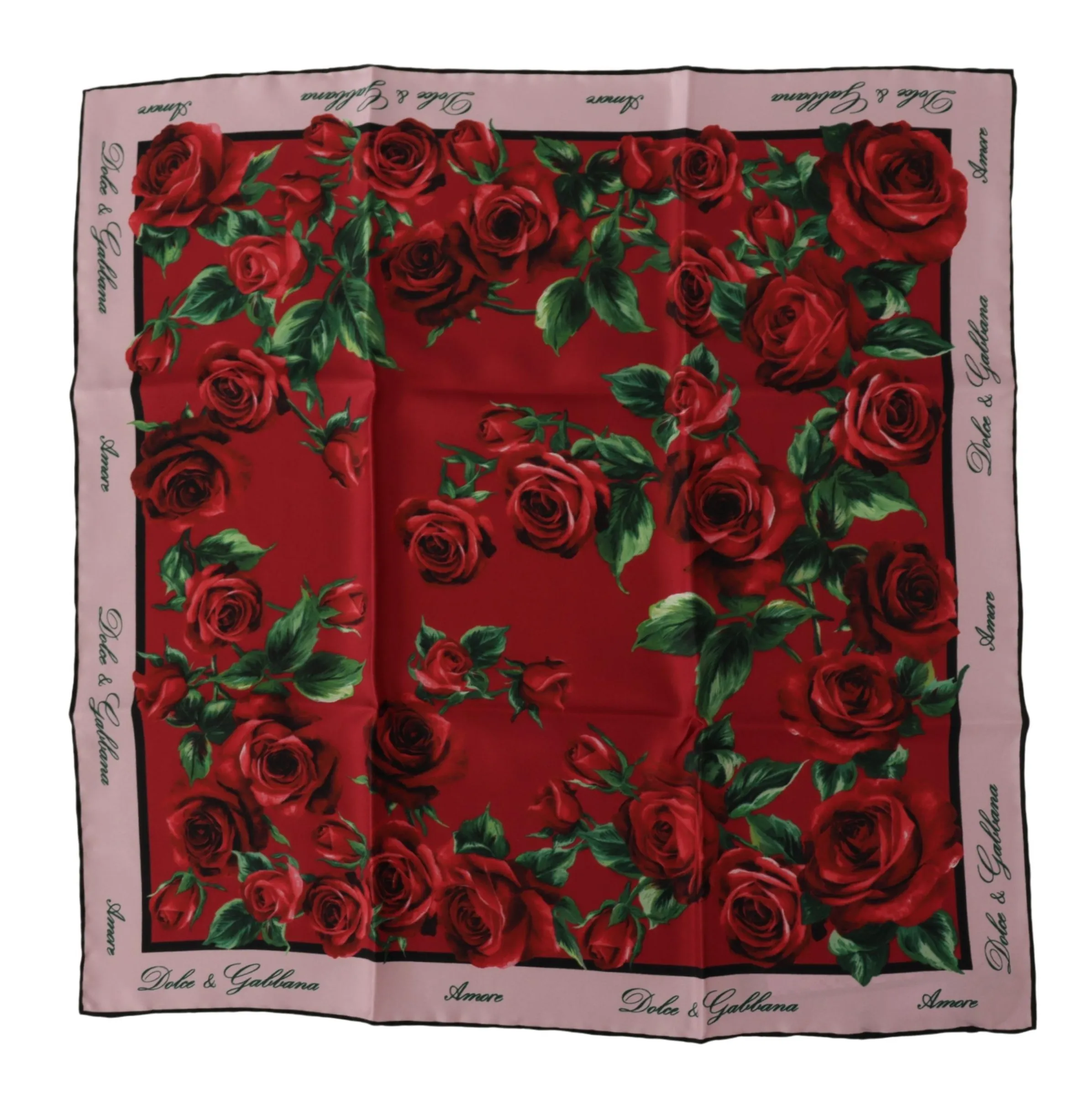 Dolce & Gabbana Women's Elegant Red Rose Print Silk Scarf