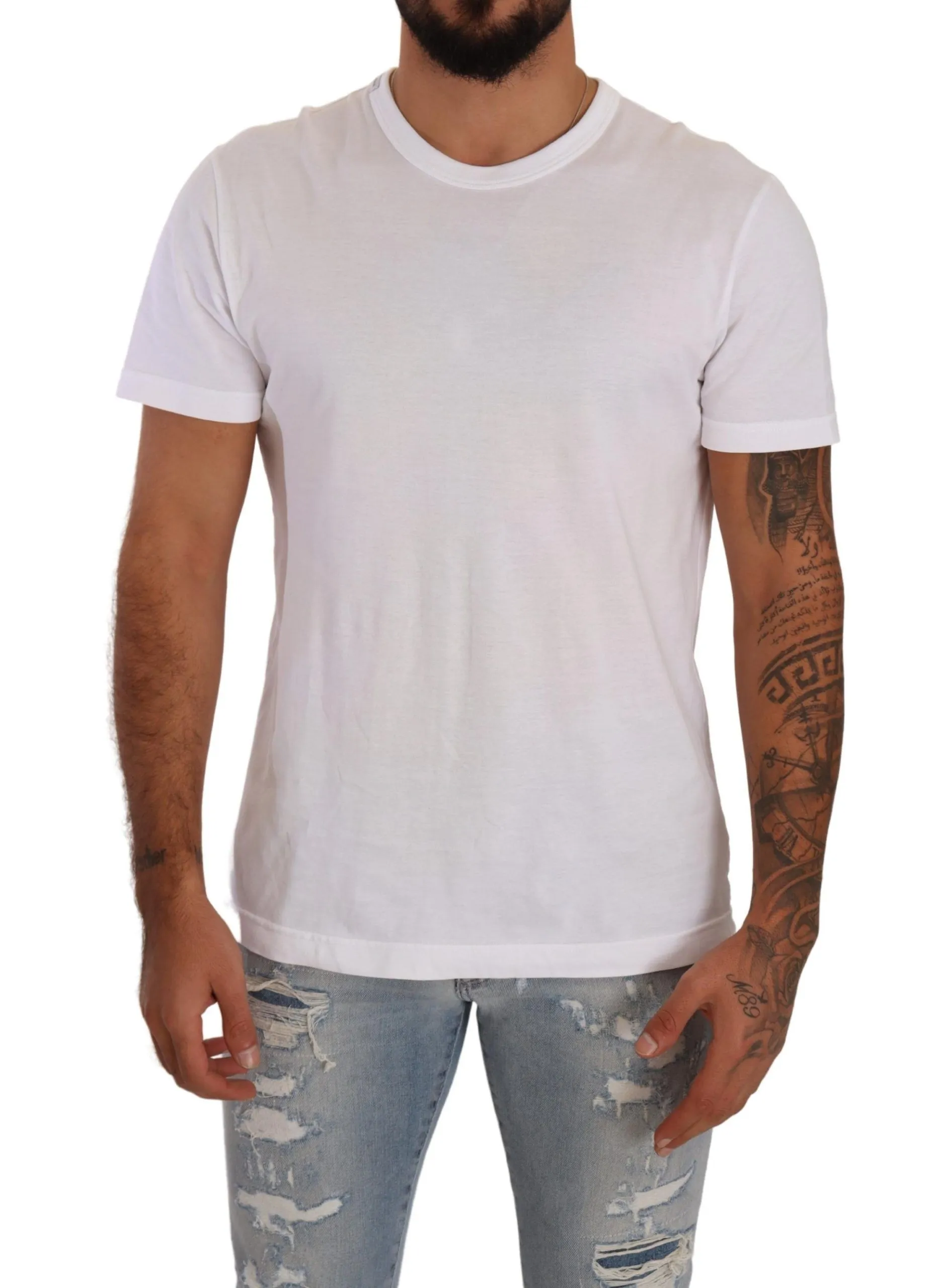 Dolce & Gabbana Men's Elegant Crewneck Cotton T-shirt in White