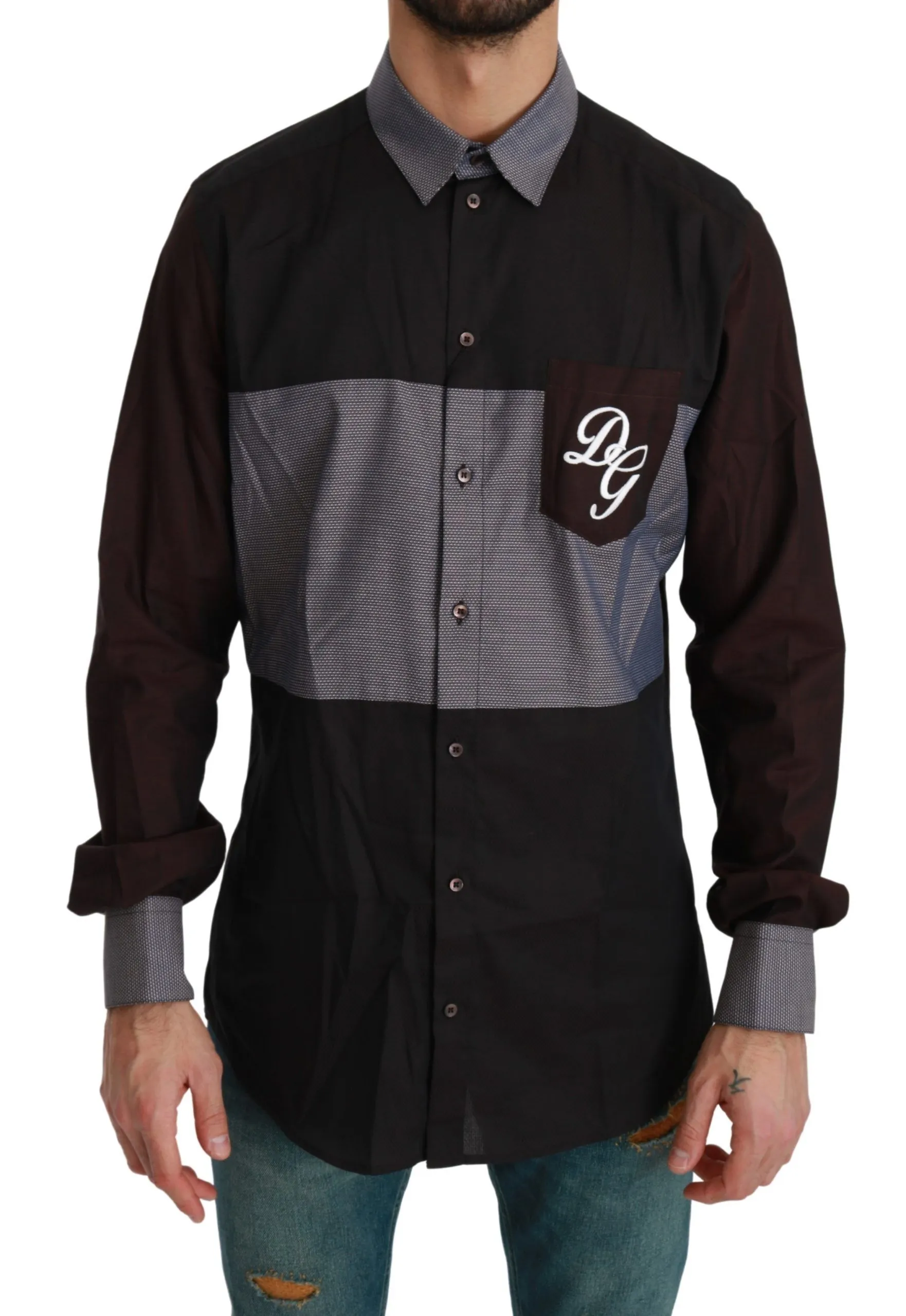 Dolce & Gabbana Men's Elegant Bordeaux Slim Fit Formal Shirt