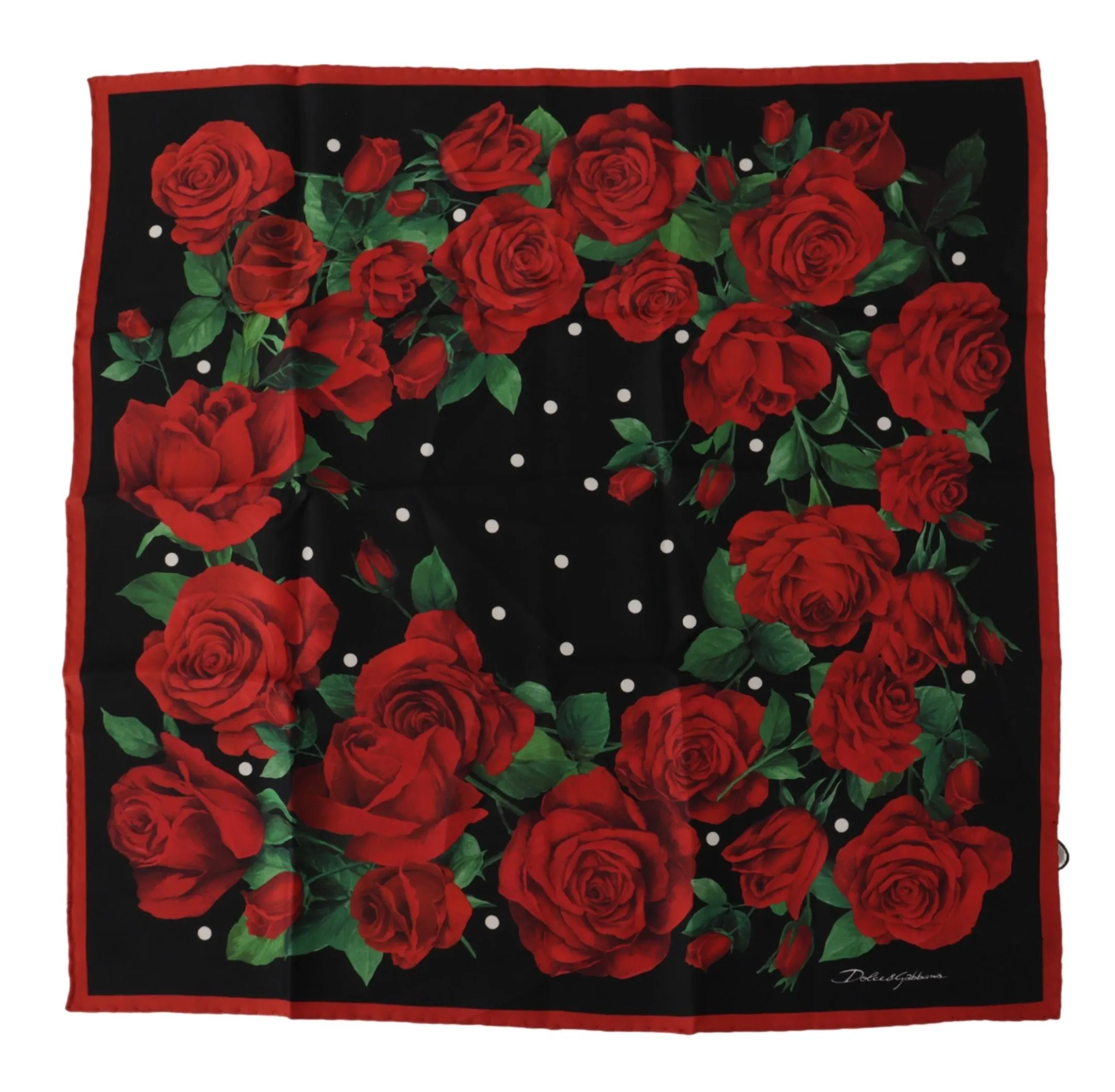Dolce & Gabbana Women's Elegant Silk Scarf with Red Rose Print