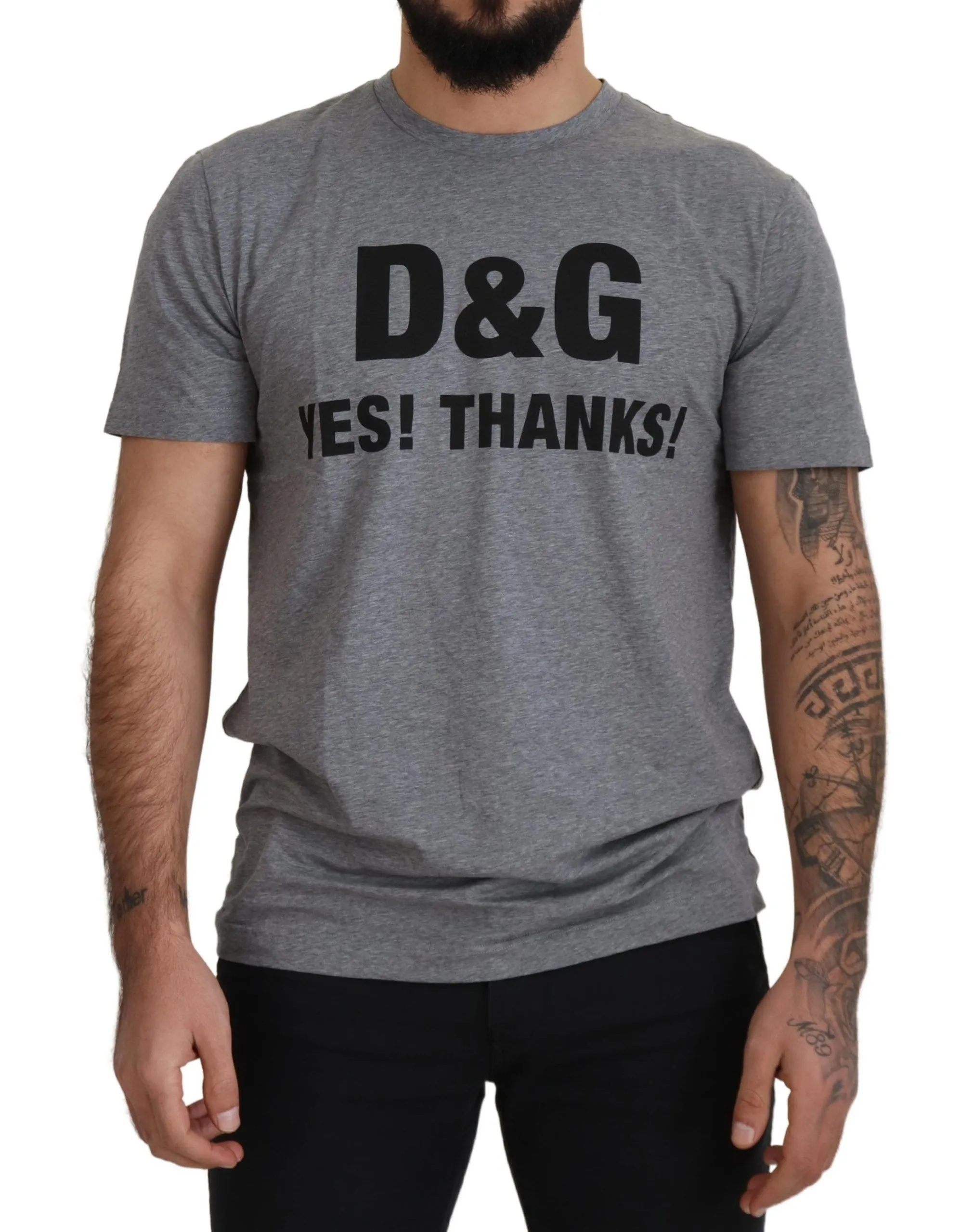 Dolce & Gabbana Men's Iconic Gray YES THANKS Tee