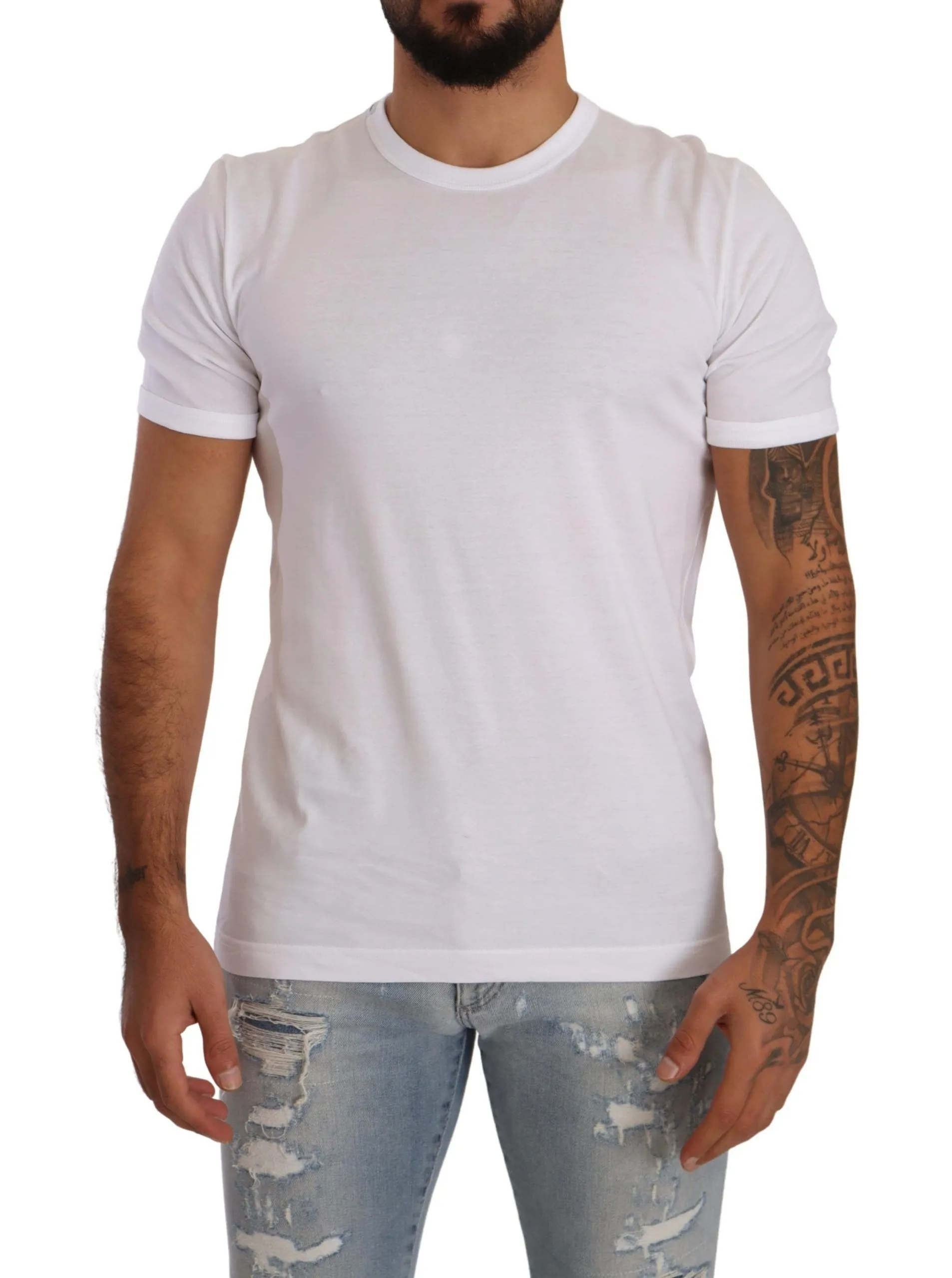Dolce & Gabbana Men's Chic White Crewneck Cotton Tee