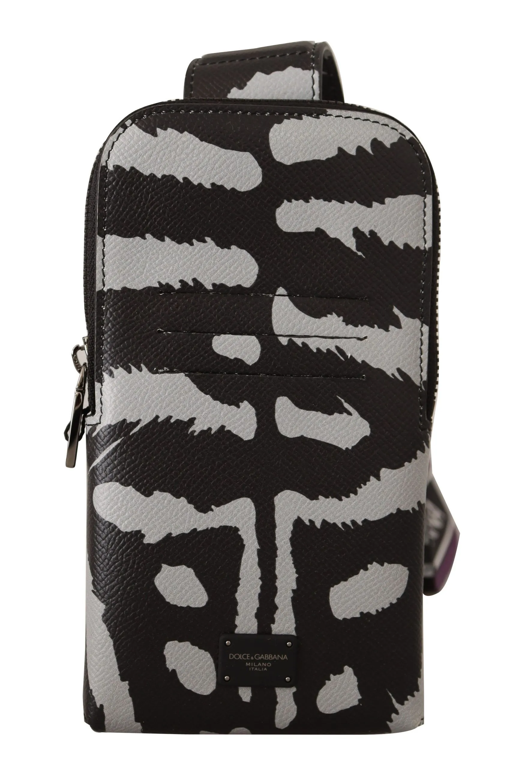 Dolce & Gabbana Men's Elegant Tiger Print Phone Pocket Neck Strap