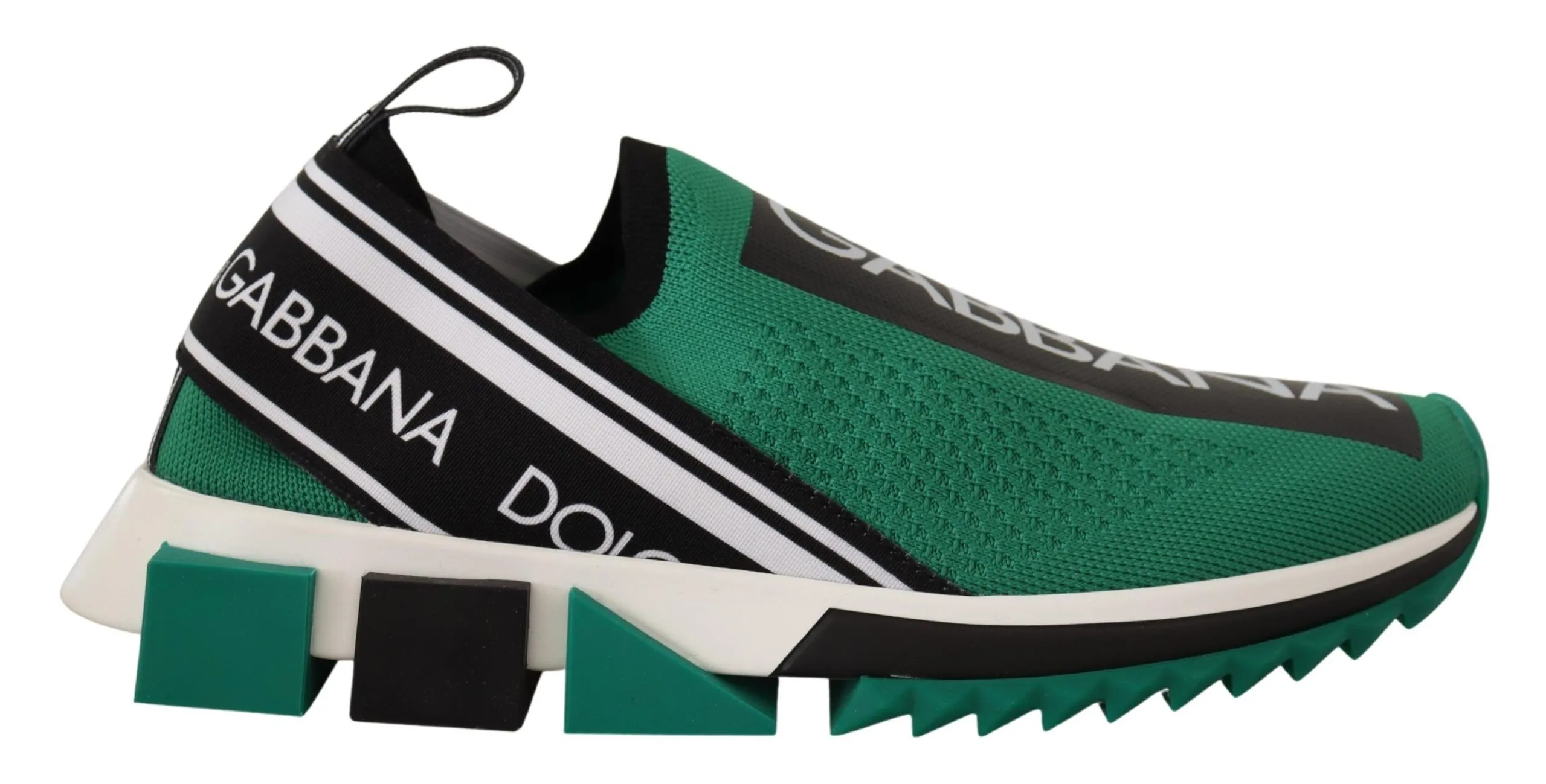Dolce & Gabbana Men's Sleek Black and Green High-Craft Sneakers