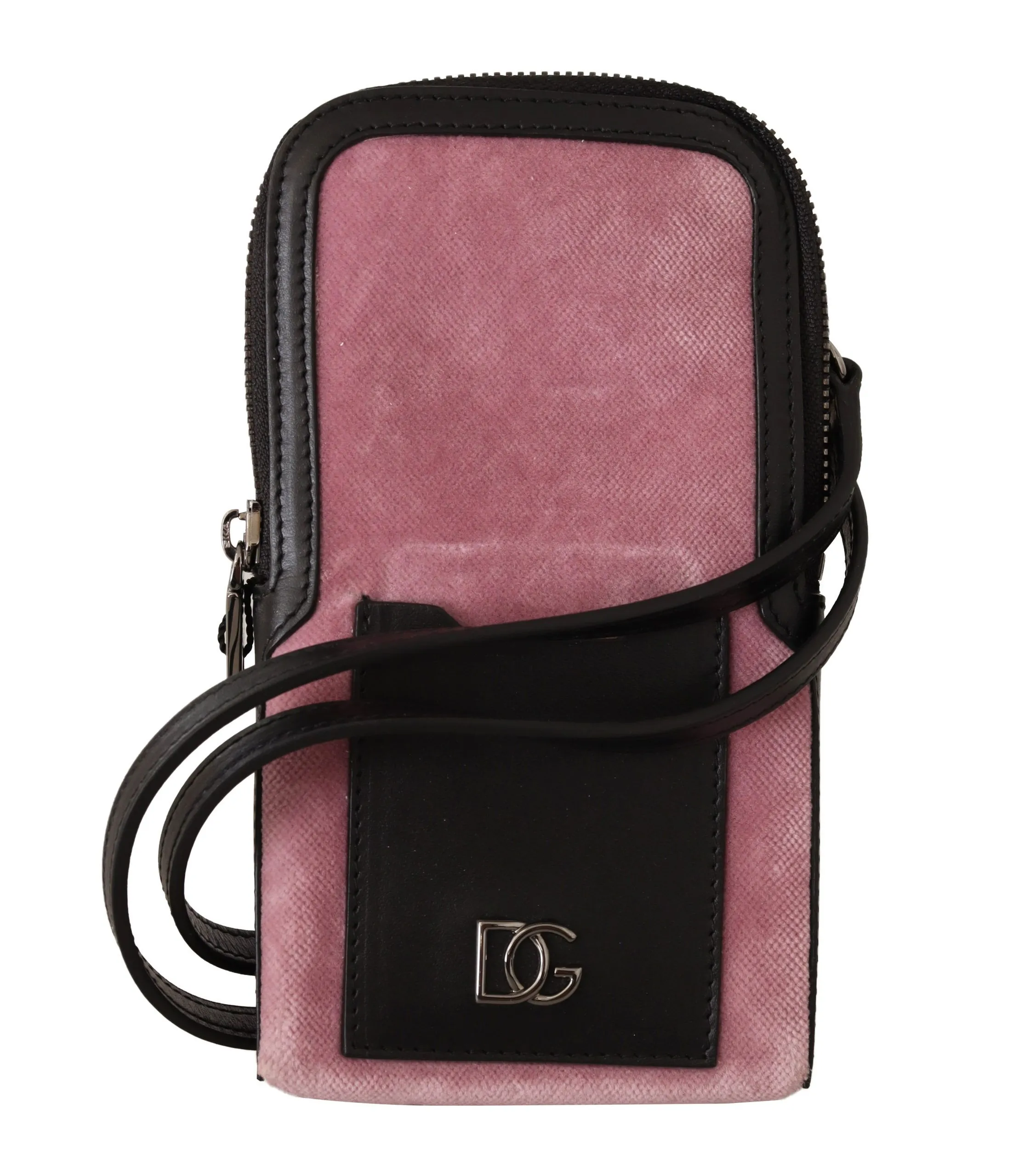 Dolce & Gabbana Women's Elegant Pink Velvet Phone Pouch with Strap