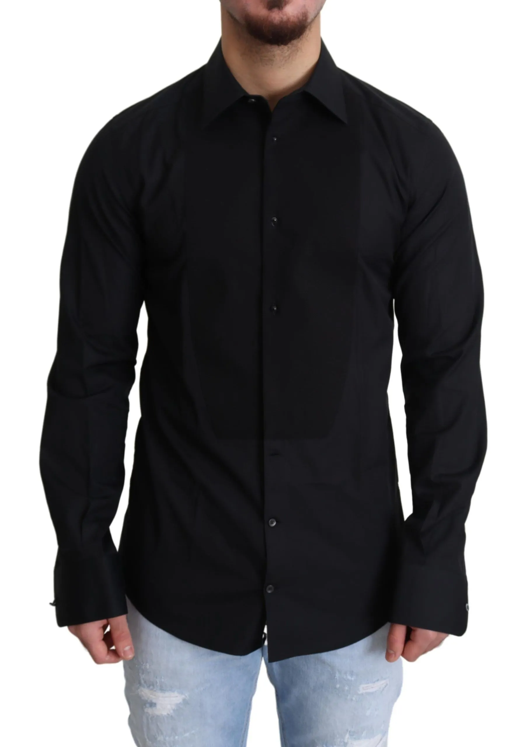 Dolce & Gabbana Men's Elegant Black Cotton Dress Shirt