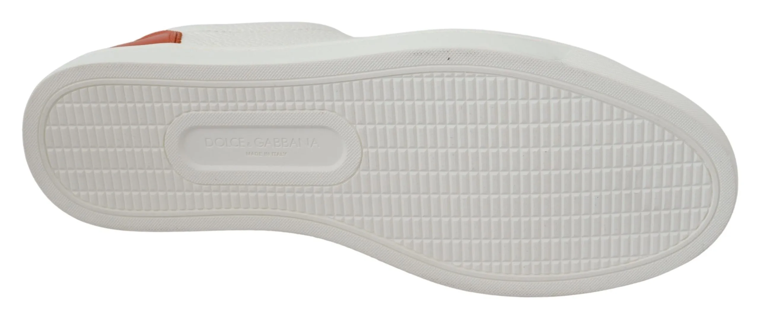 Dolce & Gabbana Men's Chic White & Orange Low Top Leather Sneakers