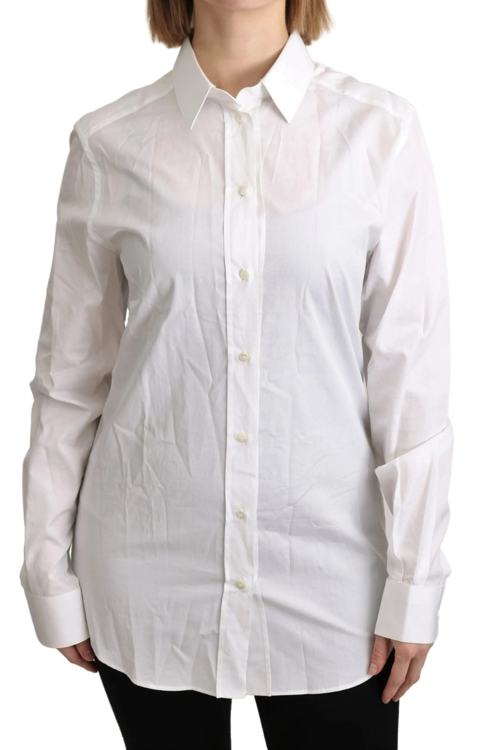 Dolce & Gabbana Women's Elegant White Cotton Dress Shirt
