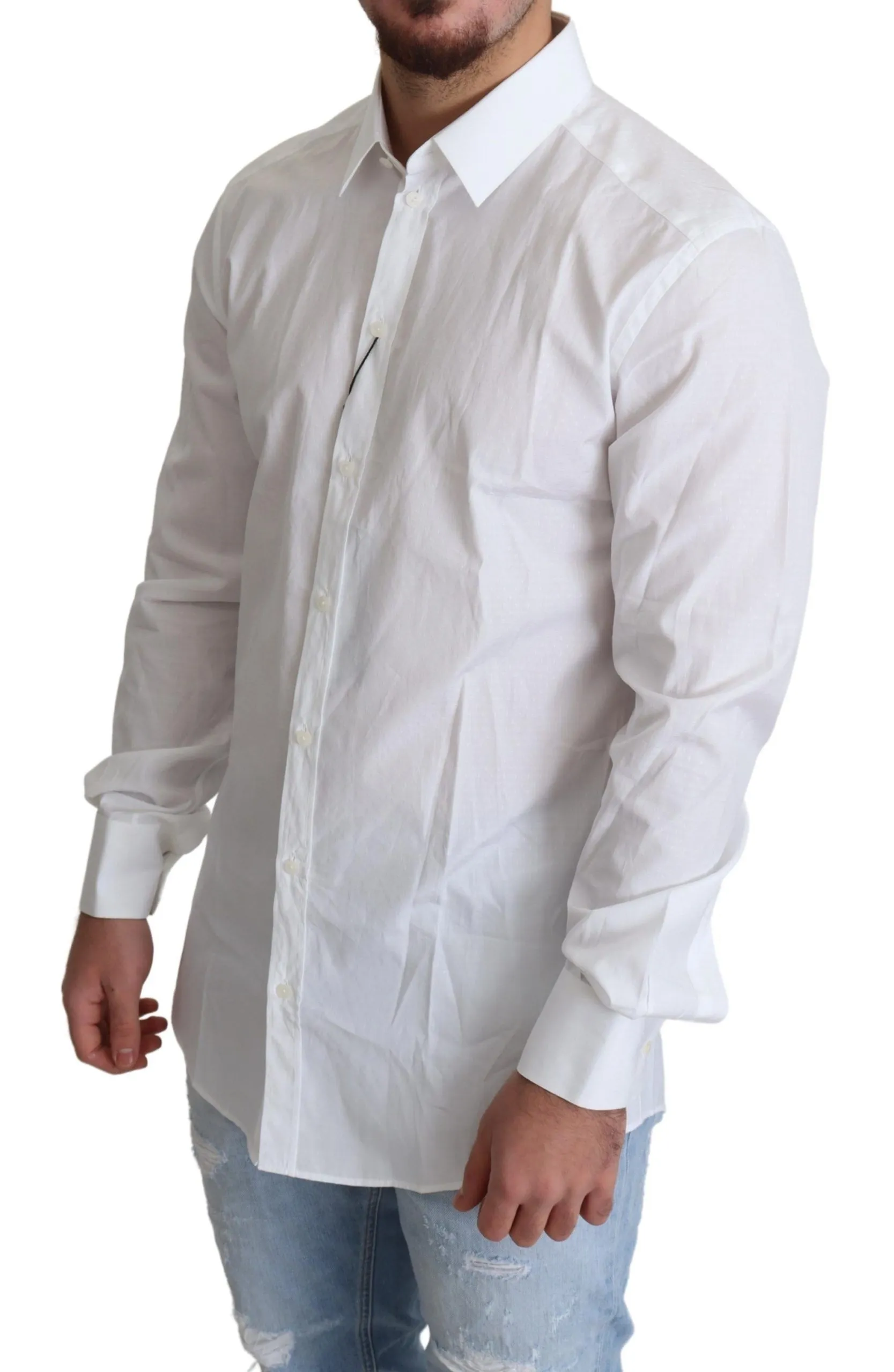 Dolce & Gabbana Men's Elegant White Cotton Dress Shirt