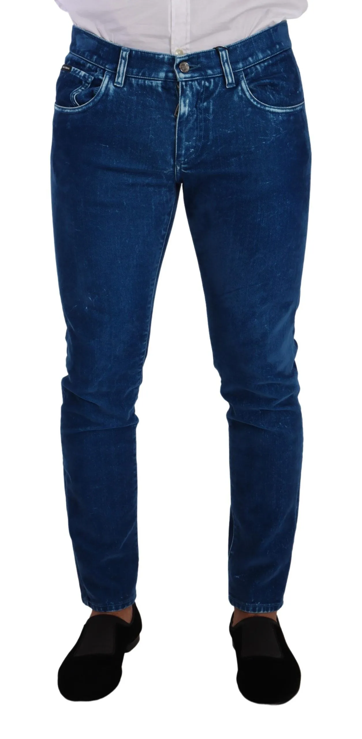 Dolce & Gabbana Men's Blue Cotton Stretch Skinny Slim Fit Jeans