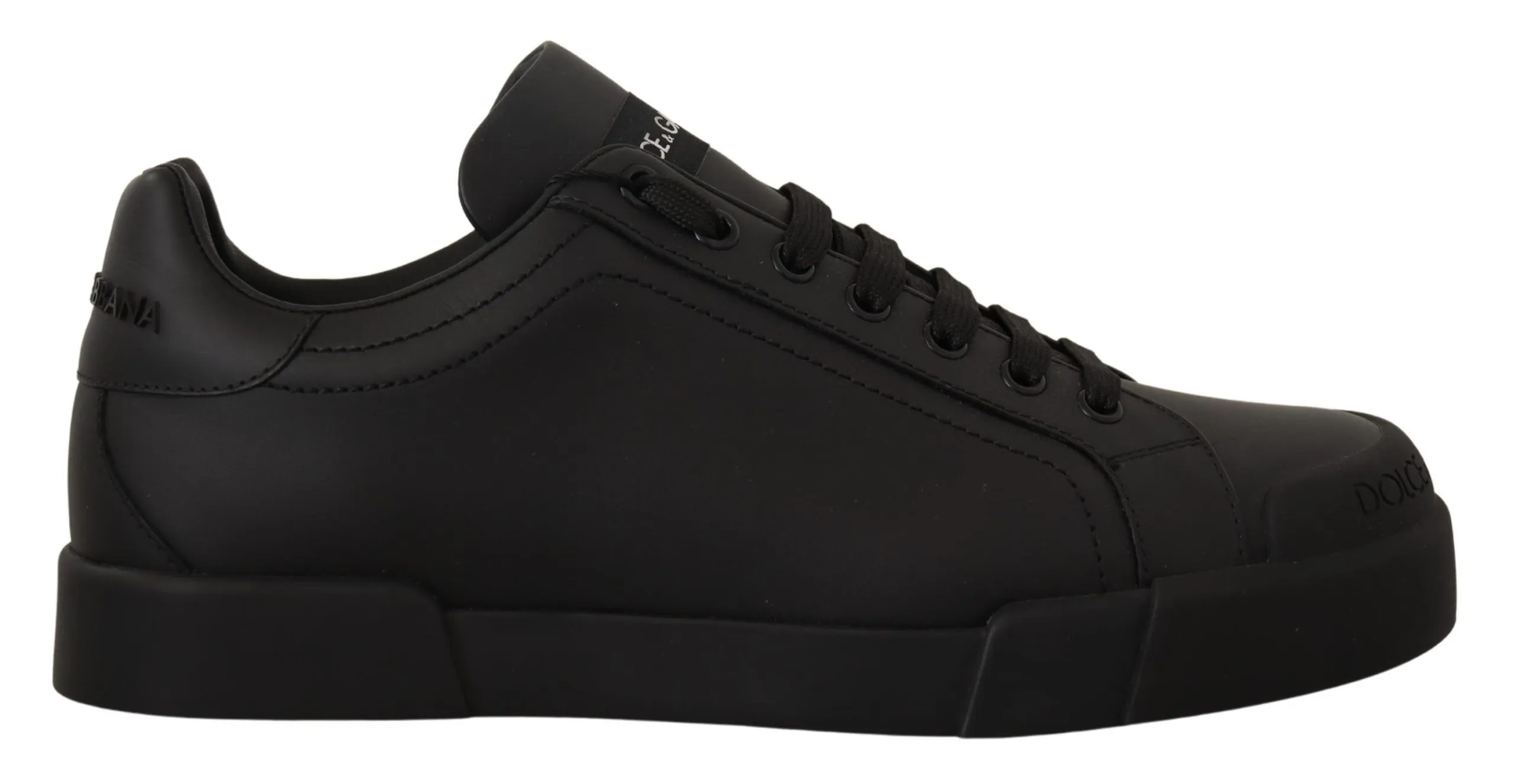 Dolce & Gabbana Men's Black Leather Low Tops Casual Sneakers