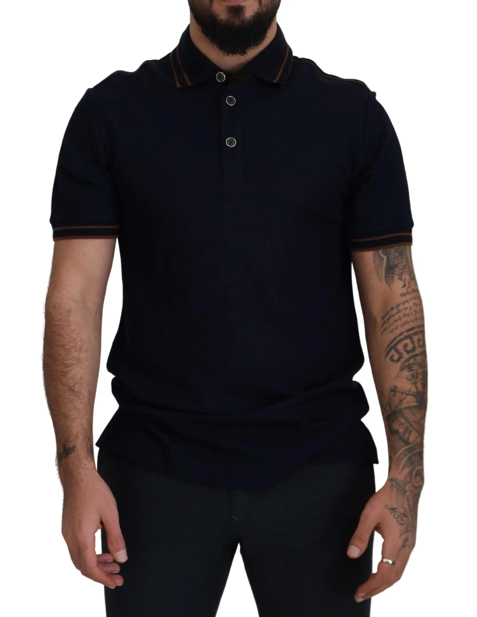 Dolce & Gabbana Men's Elegant Silk Blend Blue Crewneck Tee