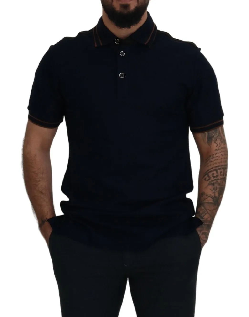 Dolce & Gabbana Men's Elegant Silk Blend Blue Crewneck Tee