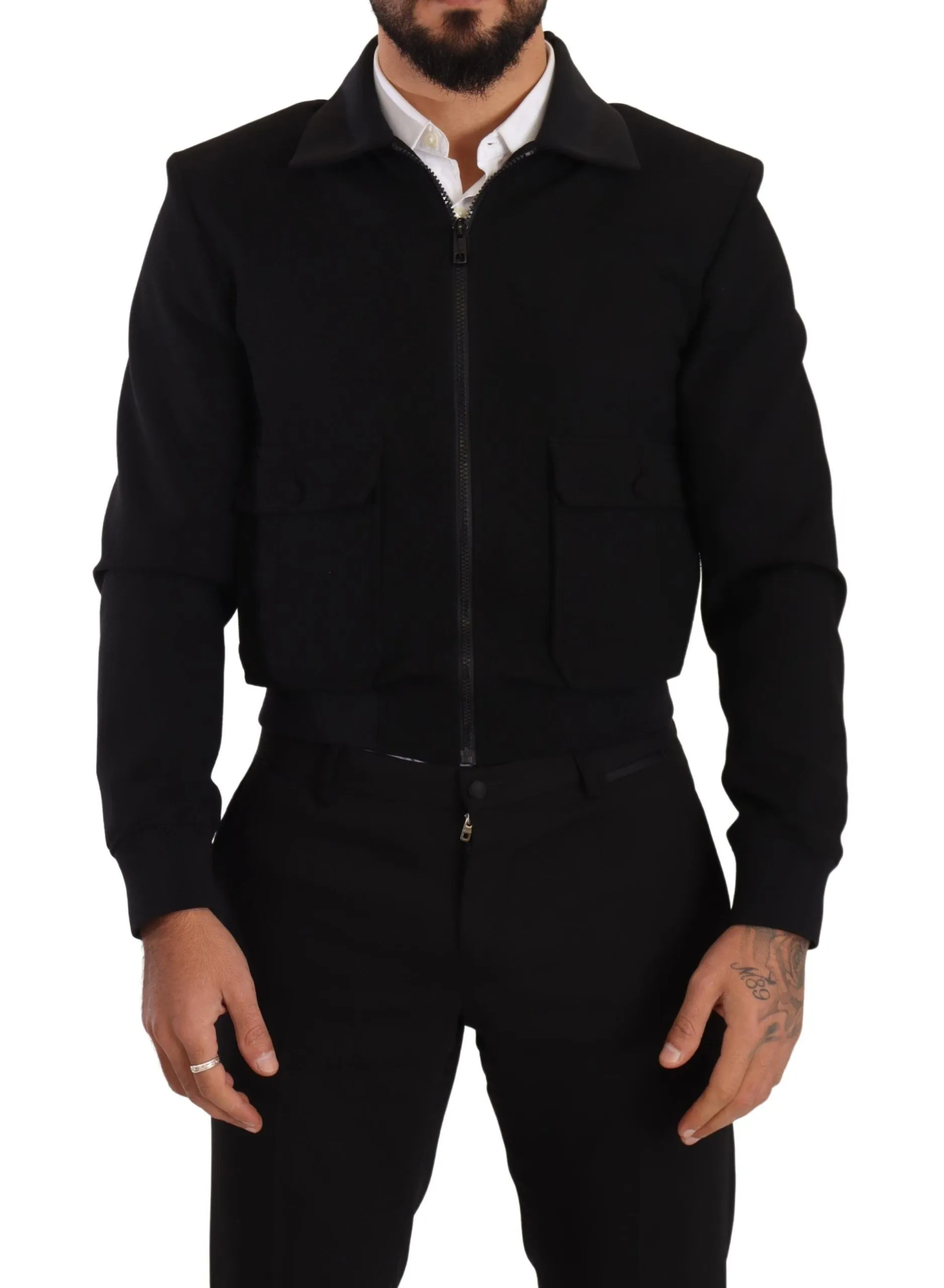 Dolce & Gabbana Men's Elegant Black Wool Short Coat Jacket
