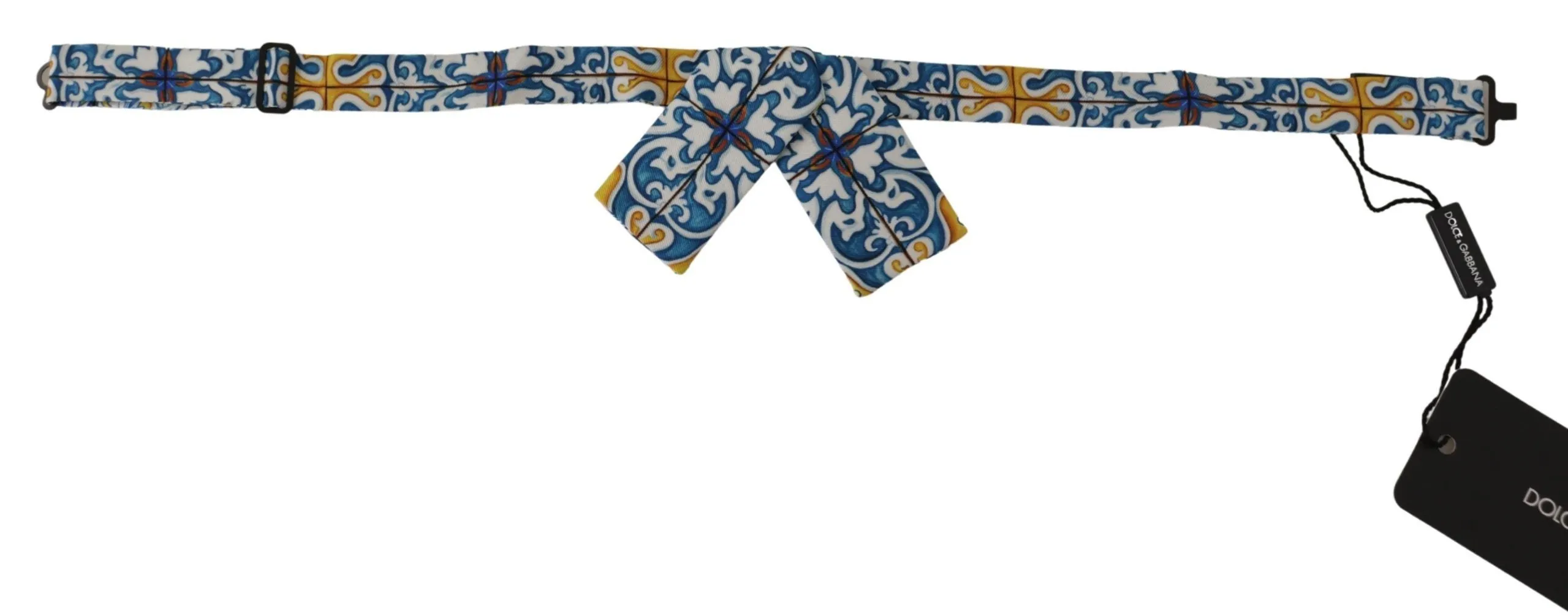 Dolce & Gabbana Men's Majolica Print Silk Bow Tie Luxury Neckwear