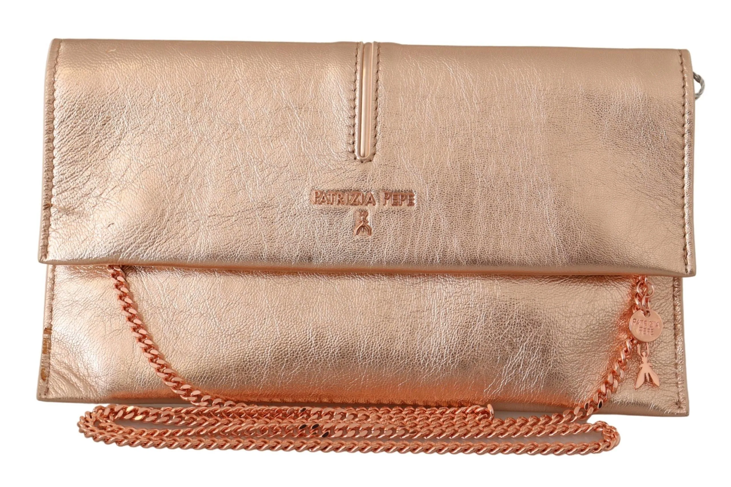Patrizia Pepe Women's Elegant Rose Gold Leather Shoulder Bag