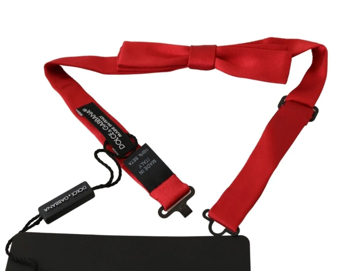 Dolce & Gabbana Men's Silk Red Tied Bow Tie Classic Elegance