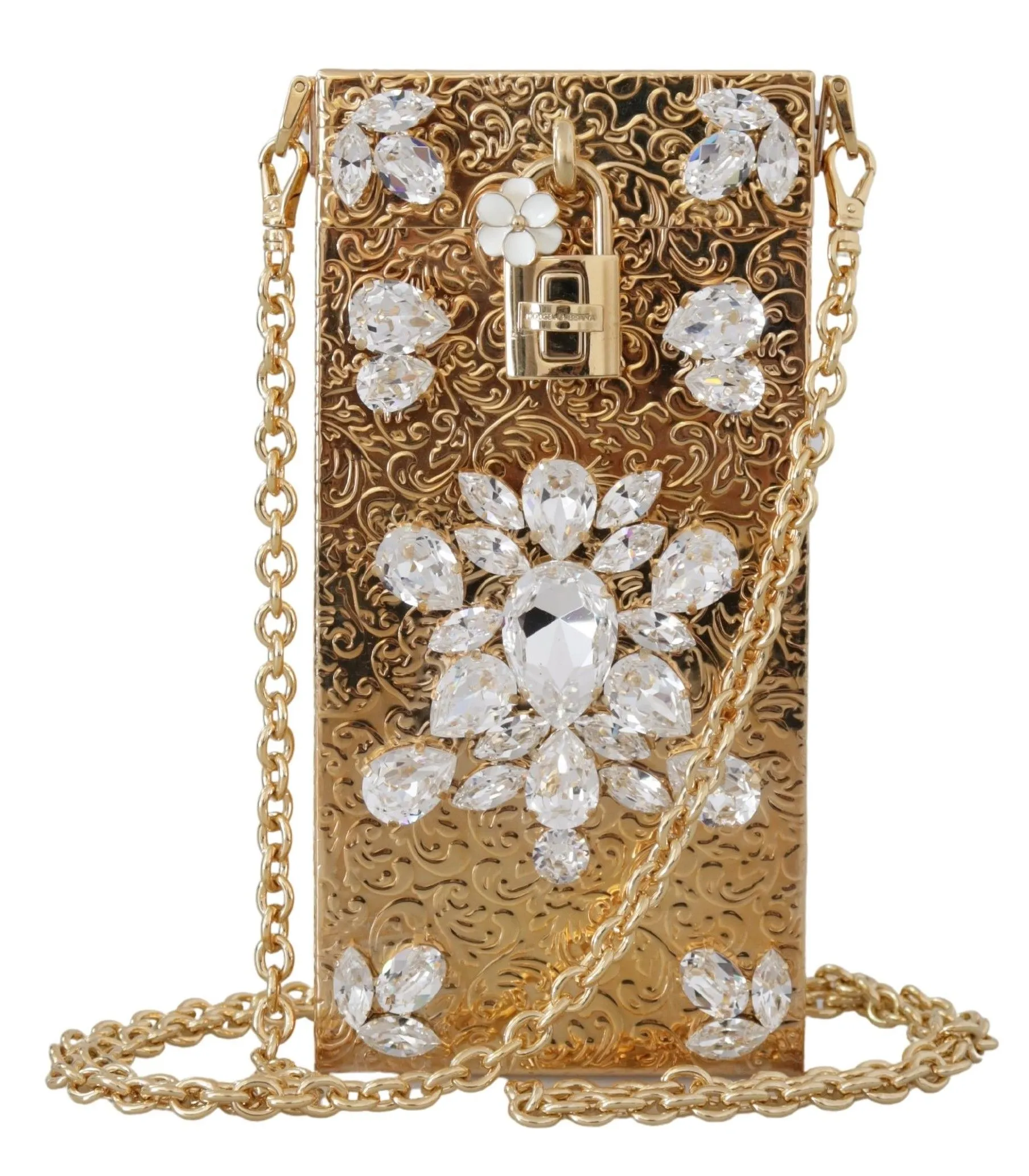 Dolce & Gabbana Women's Gold Crystal Mini Purse with Chain