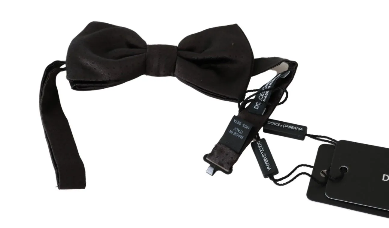 Dolce & Gabbana Men's Elegant Brown Dotted Silk Bow Tie