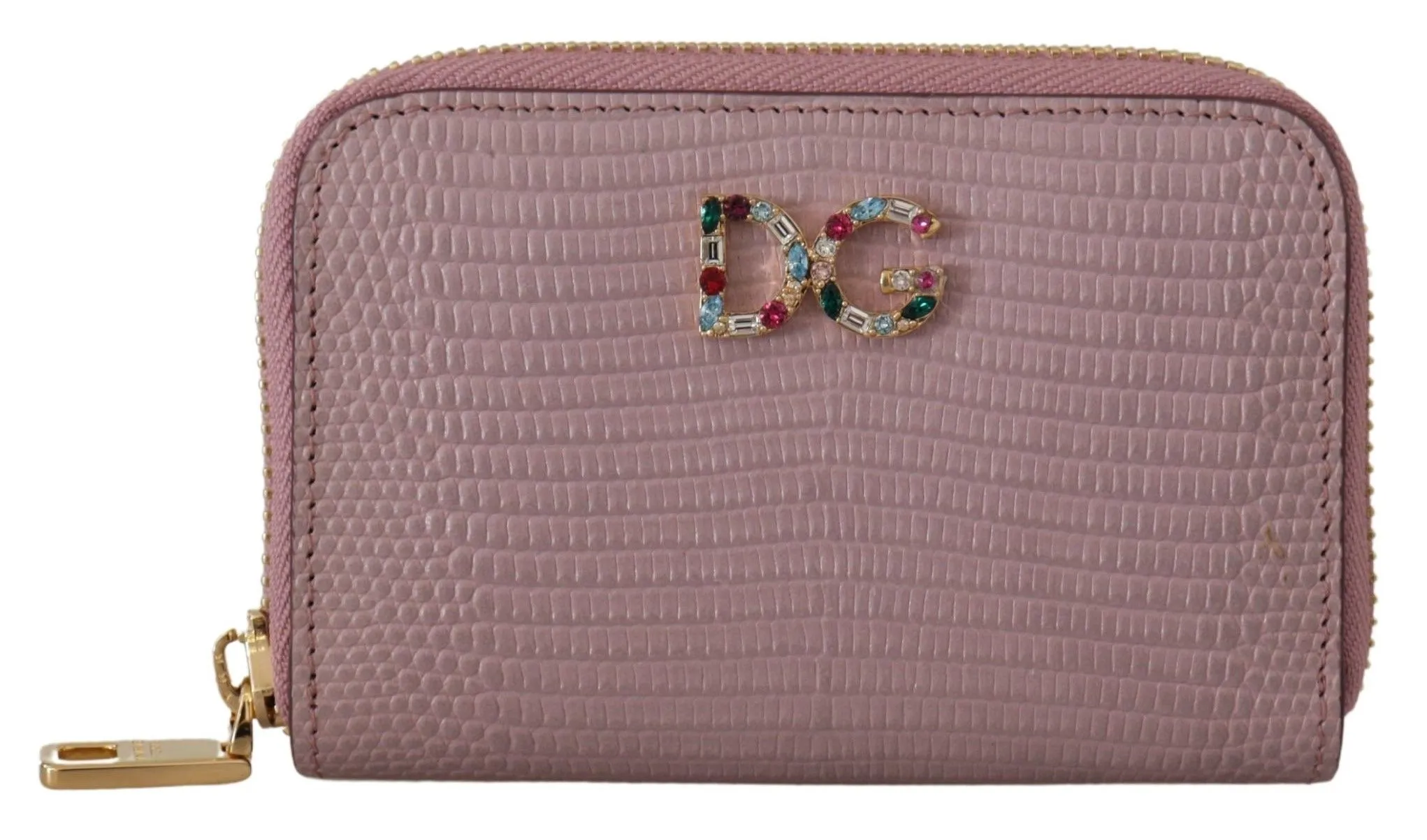 Dolce & Gabbana Women's Elegant Pink Leather Zip Around Wallet