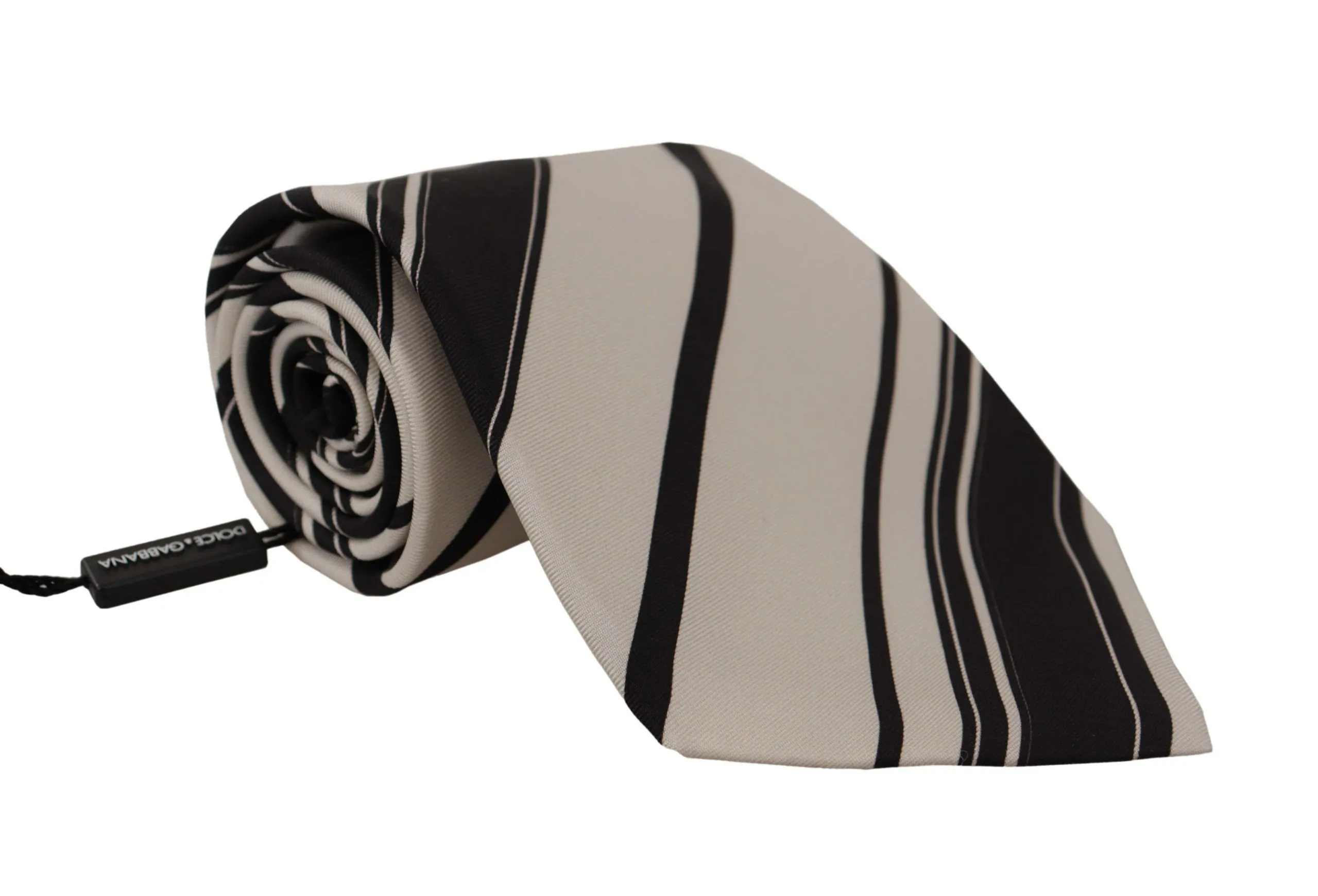 Dolce & Gabbana Men's Black and White Silk Neck Tie