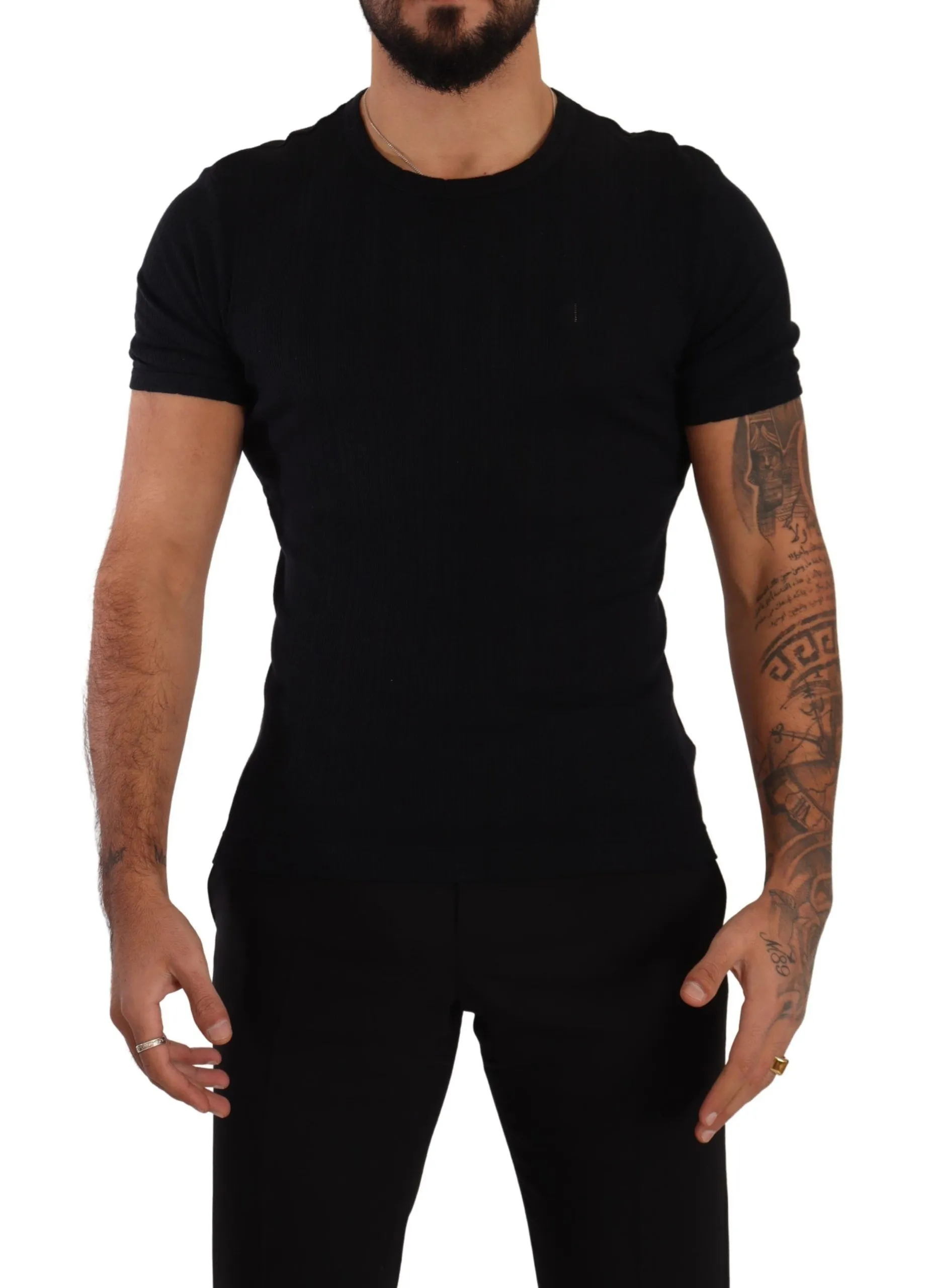 Dolce & Gabbana Men's Elegant Black Round Neck Tee