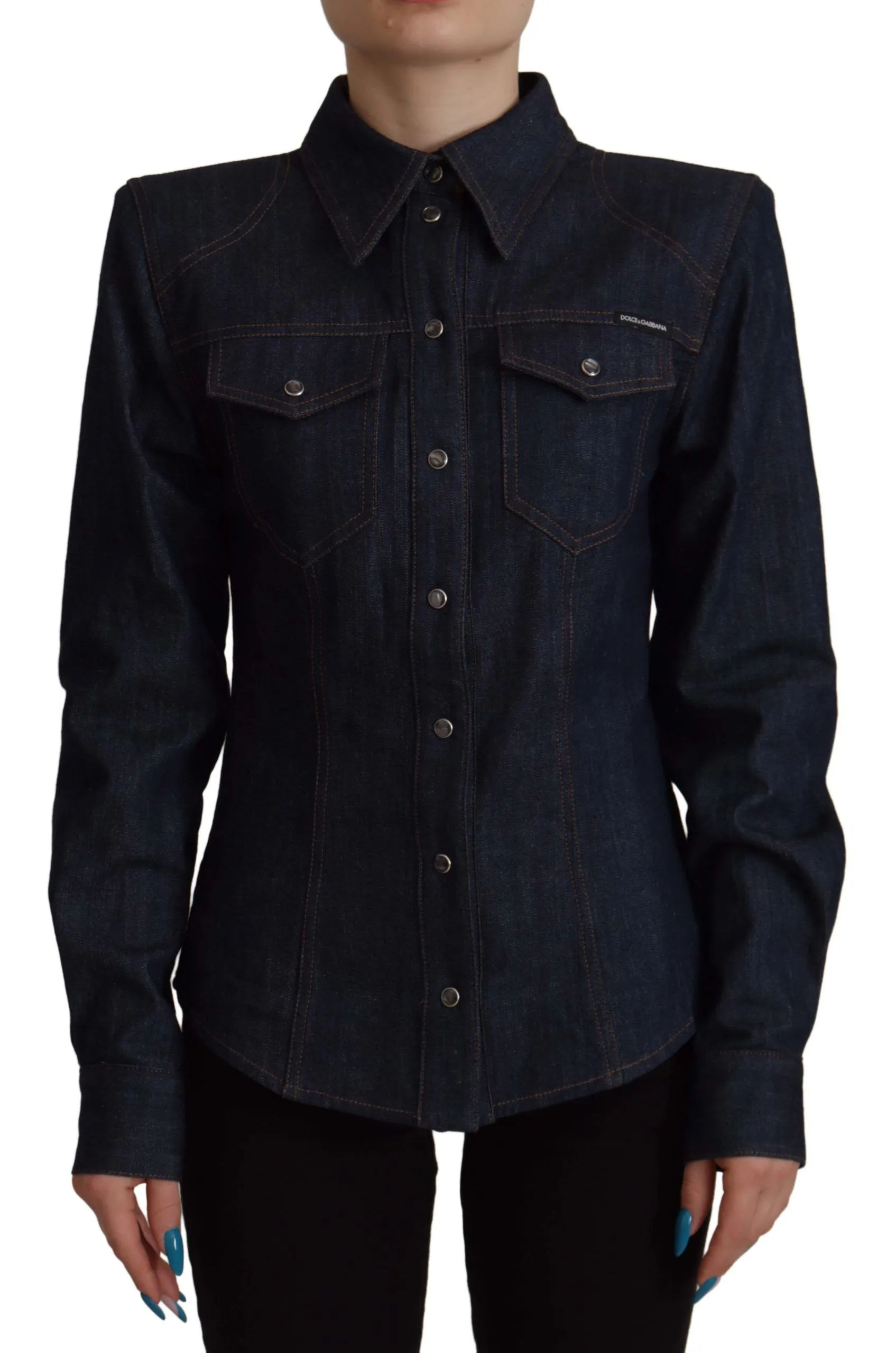 Dolce & Gabbana Women's Elegant Blue Cotton Denim Shirt