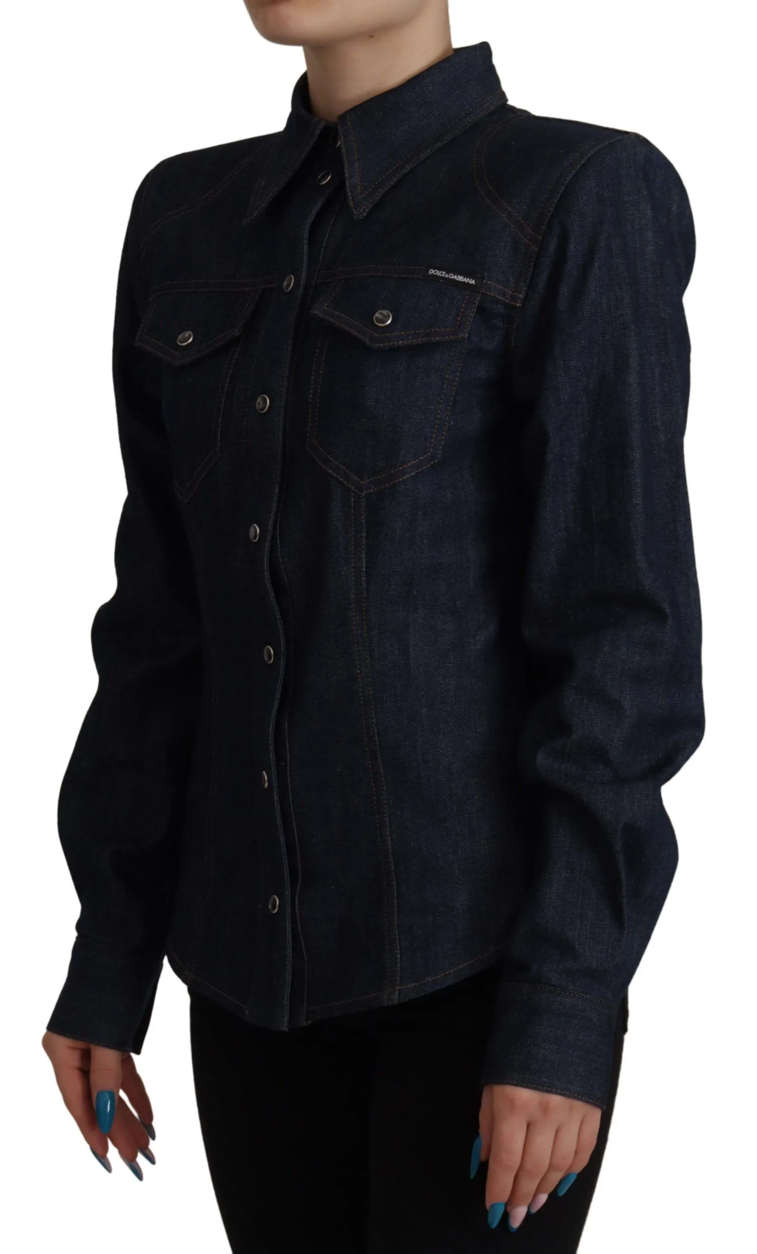 Dolce & Gabbana Women's Elegant Blue Cotton Denim Shirt