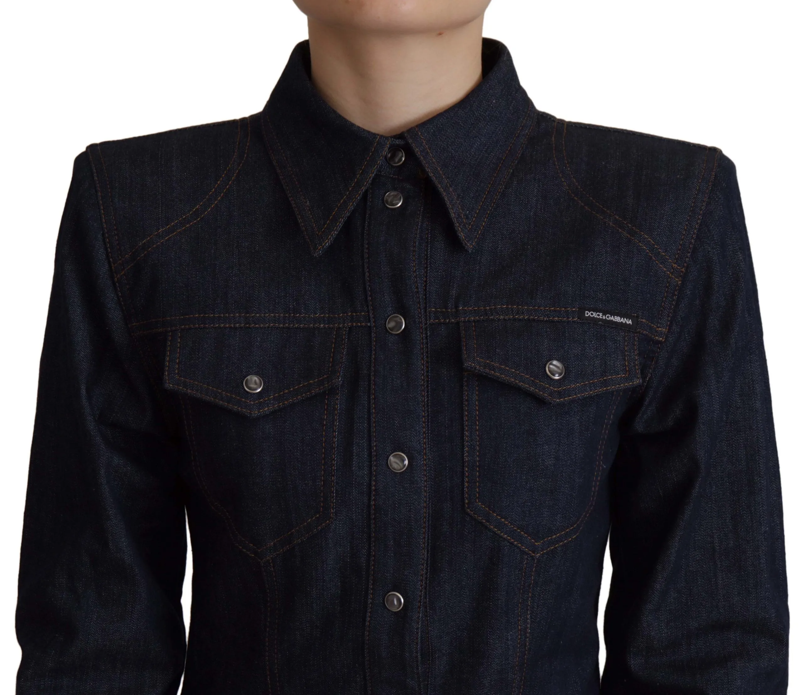 Dolce & Gabbana Women's Elegant Blue Cotton Denim Shirt