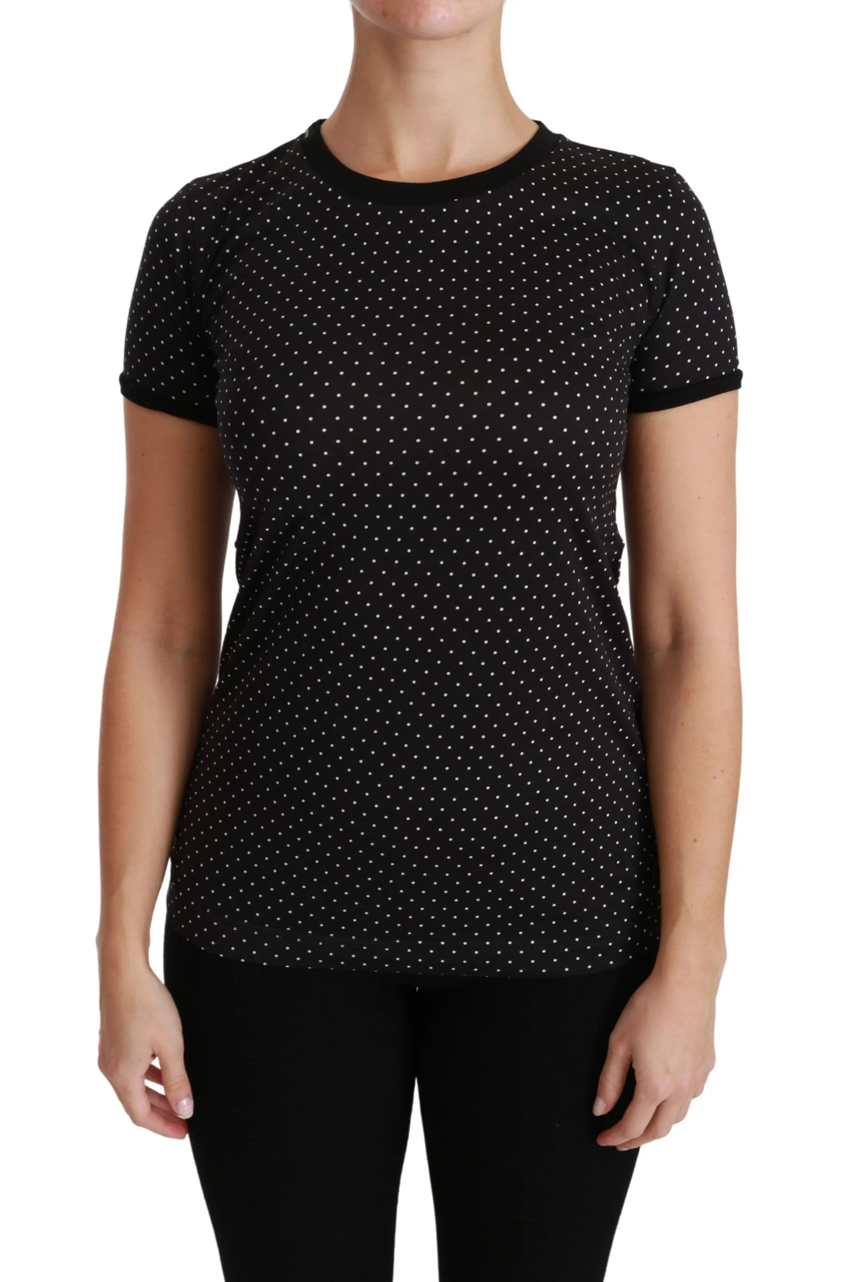 Dolce & Gabbana Women's Elegant Black Dotted Cotton Dolce Top