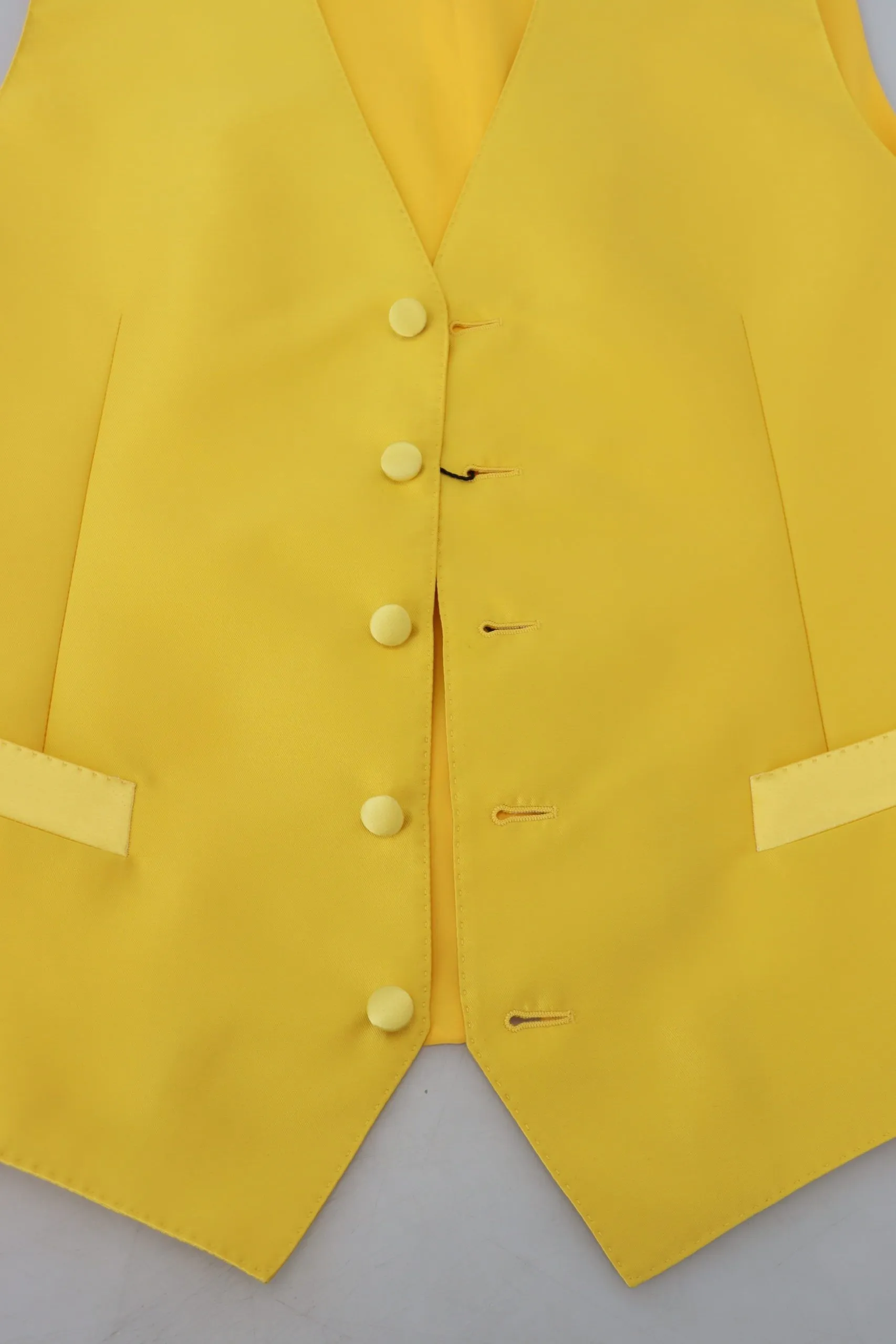 Dolce & Gabbana Men's Elegant Yellow Silk-Blend Dress Vest