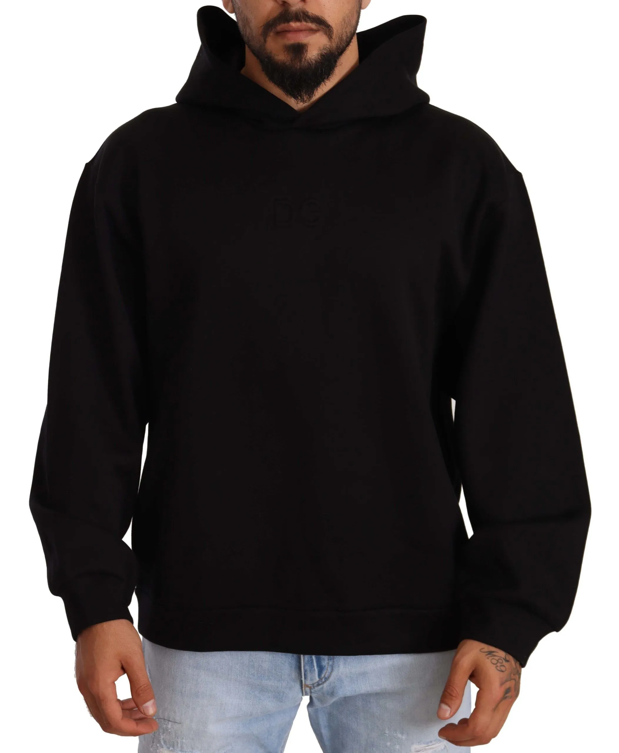 Dolce & Gabbana Men's Elegant Black Hooded Pullover Sweater