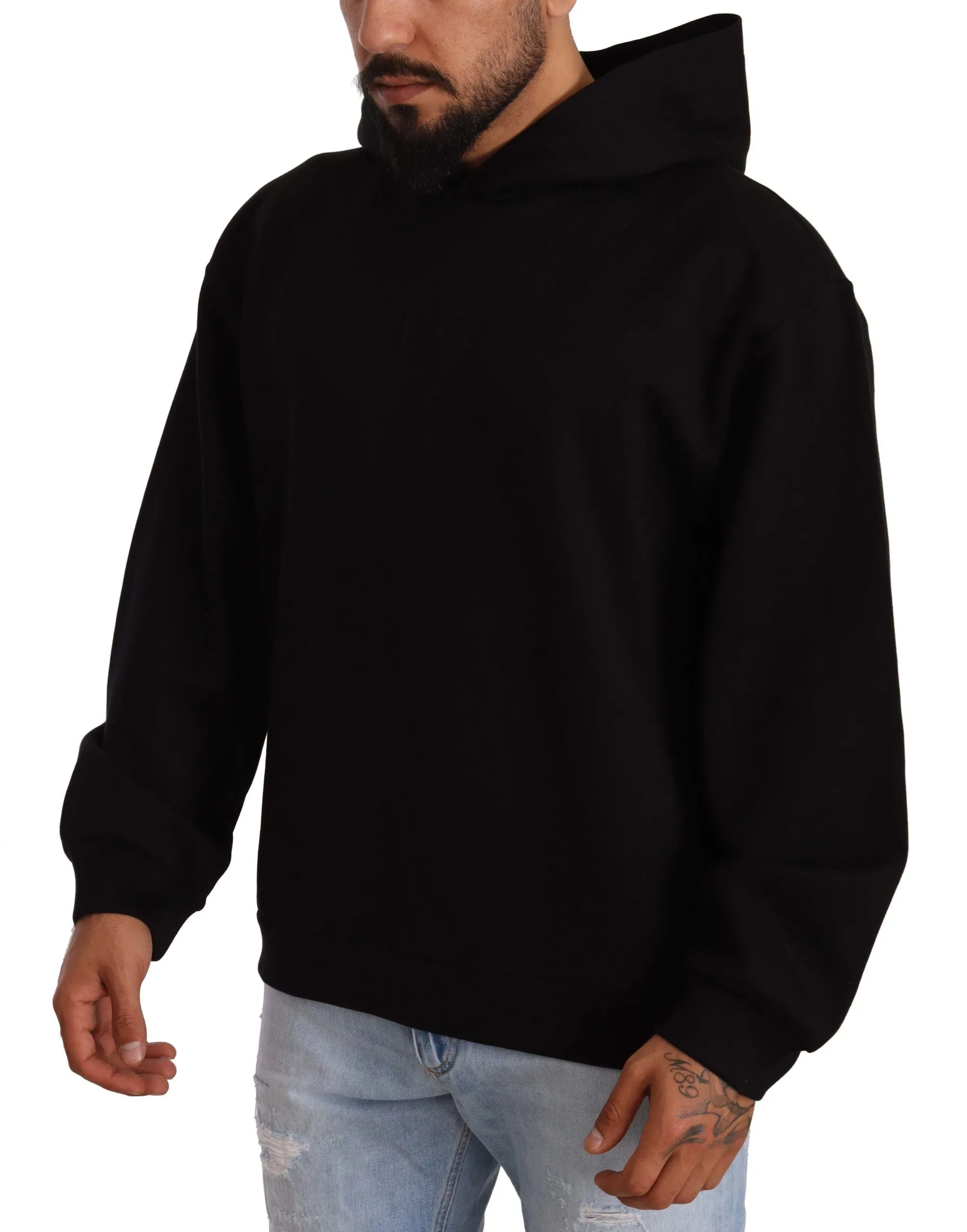 Dolce & Gabbana Men's Elegant Black Hooded Pullover Sweater