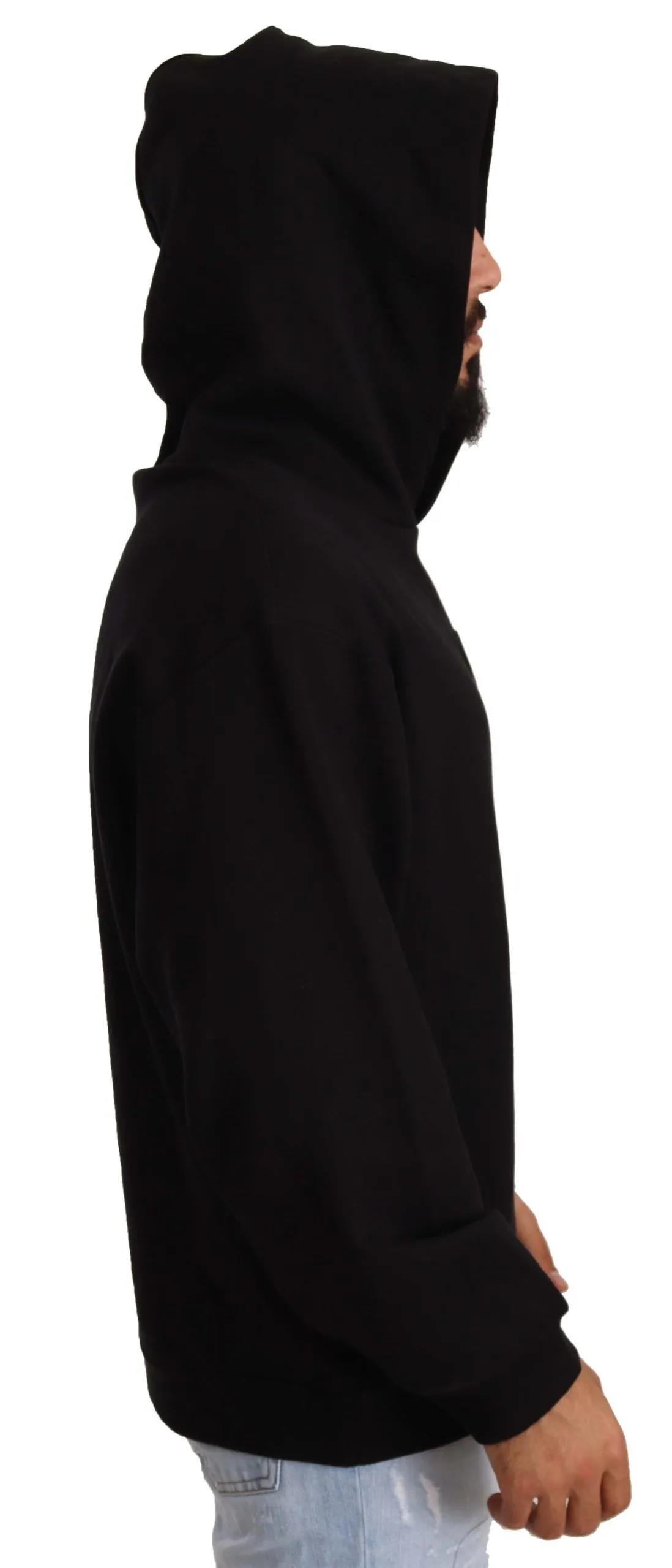 Dolce & Gabbana Men's Elegant Black Hooded Pullover Sweater