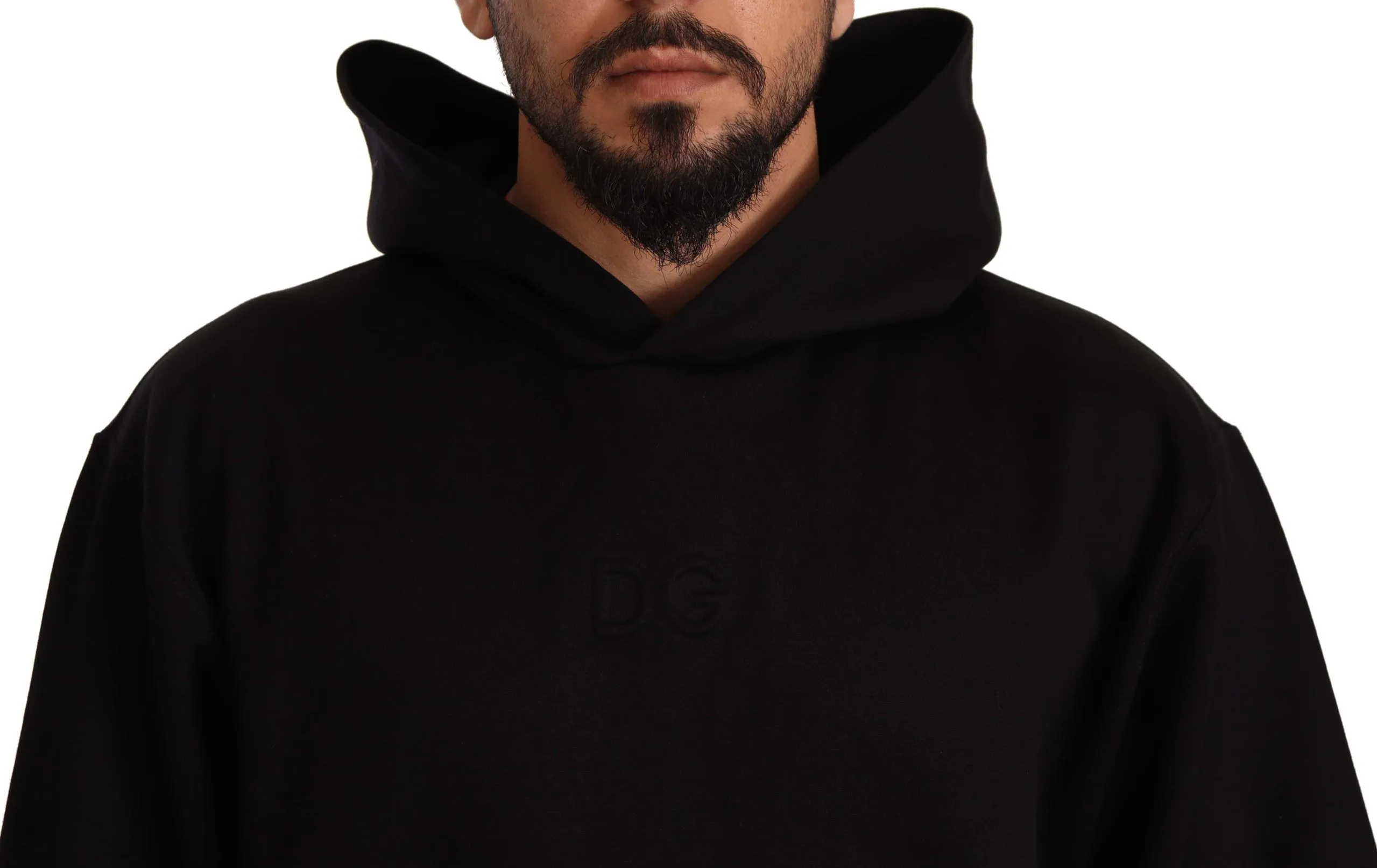 Dolce & Gabbana Men's Elegant Black Hooded Pullover Sweater