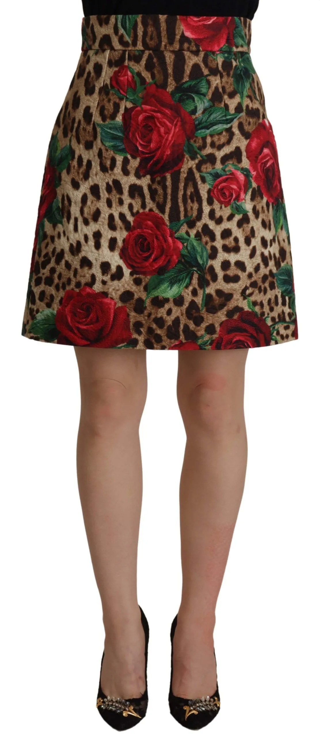 Dolce & Gabbana Women's Chic Floral Leopard A-Line Mini Skirt