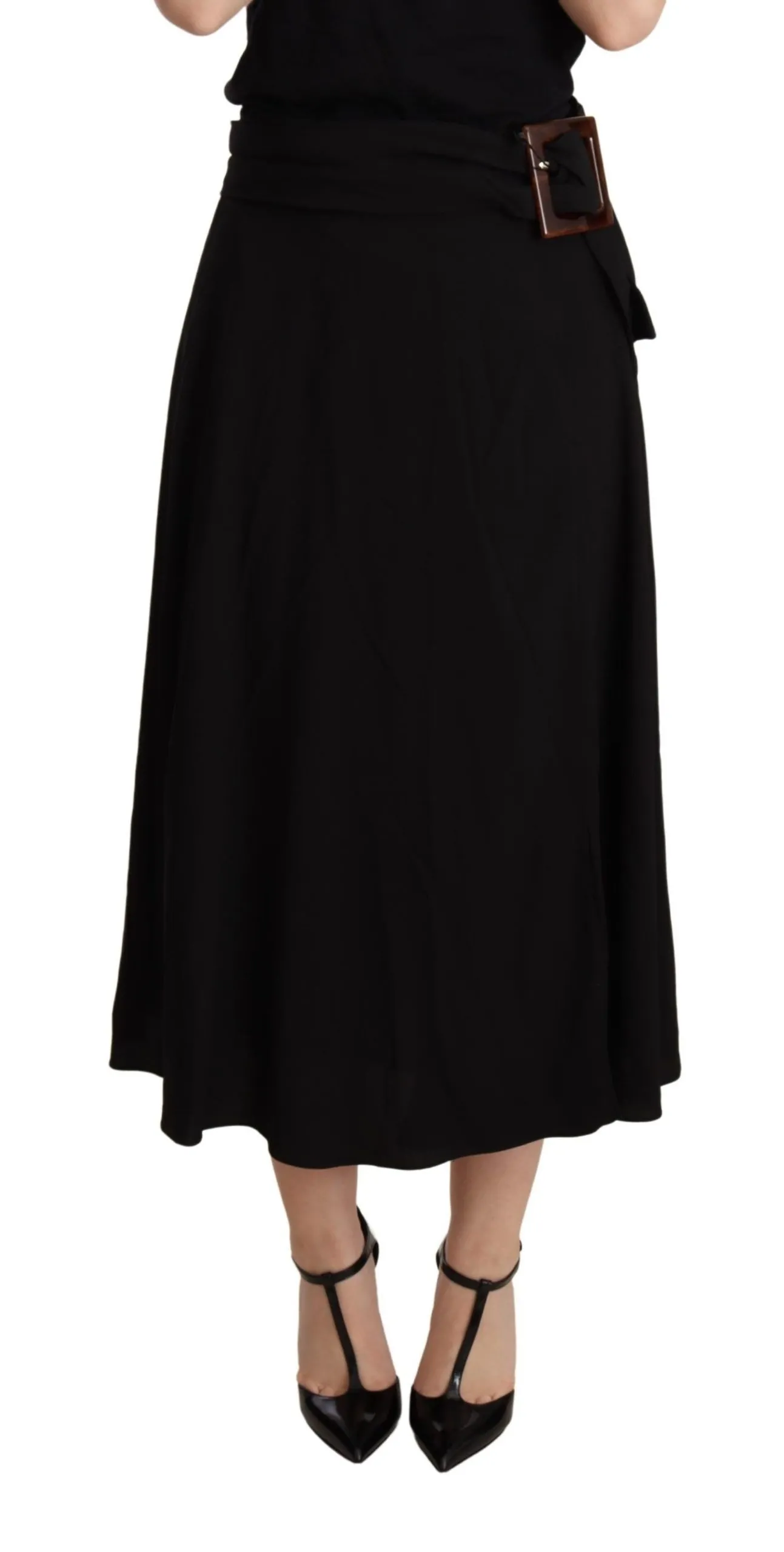 Dolce & Gabbana Women's Black High Waist Pleated Midi Skirt