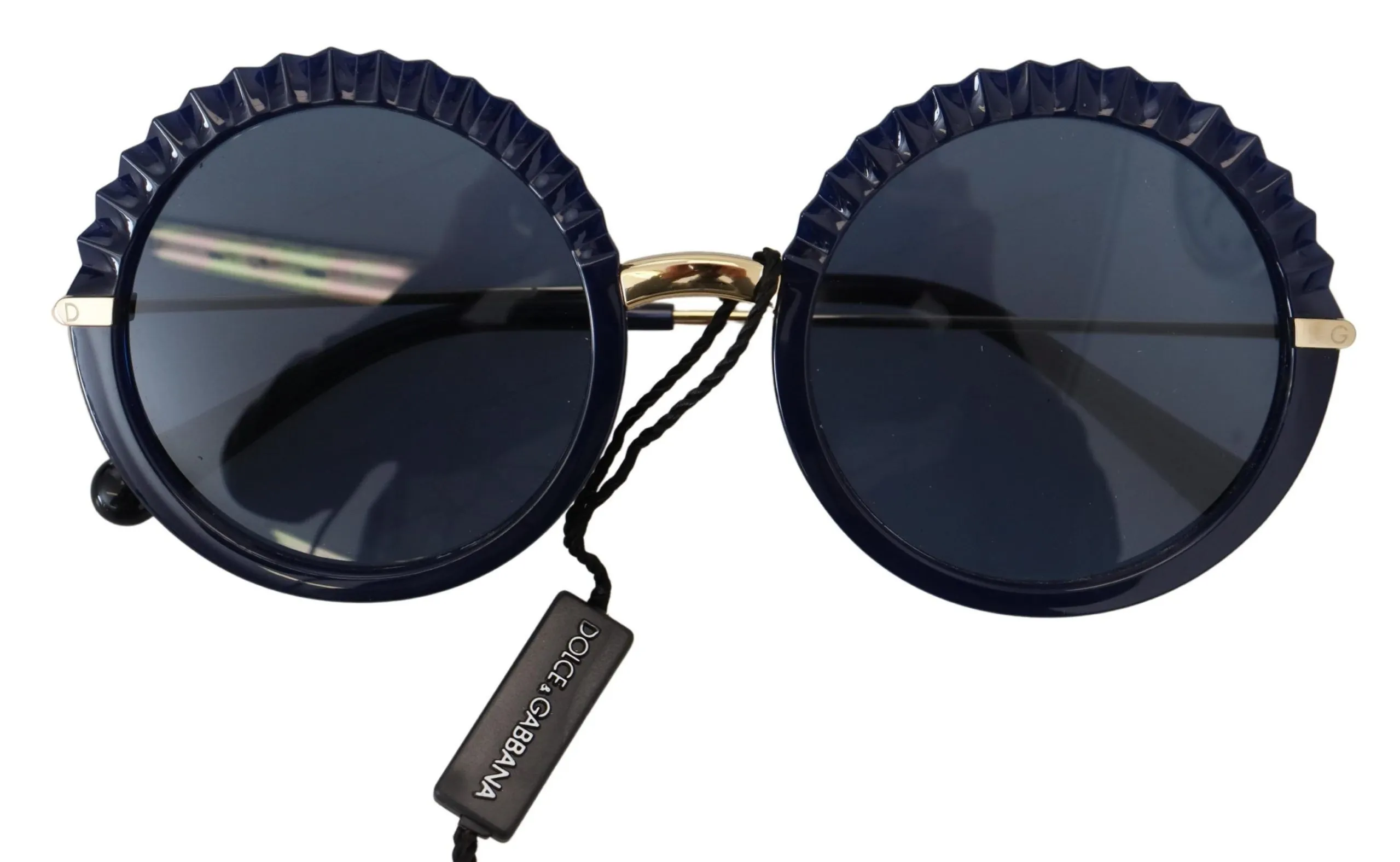Dolce & Gabbana Women's Elegant Navy-Gold Round Sunglasses