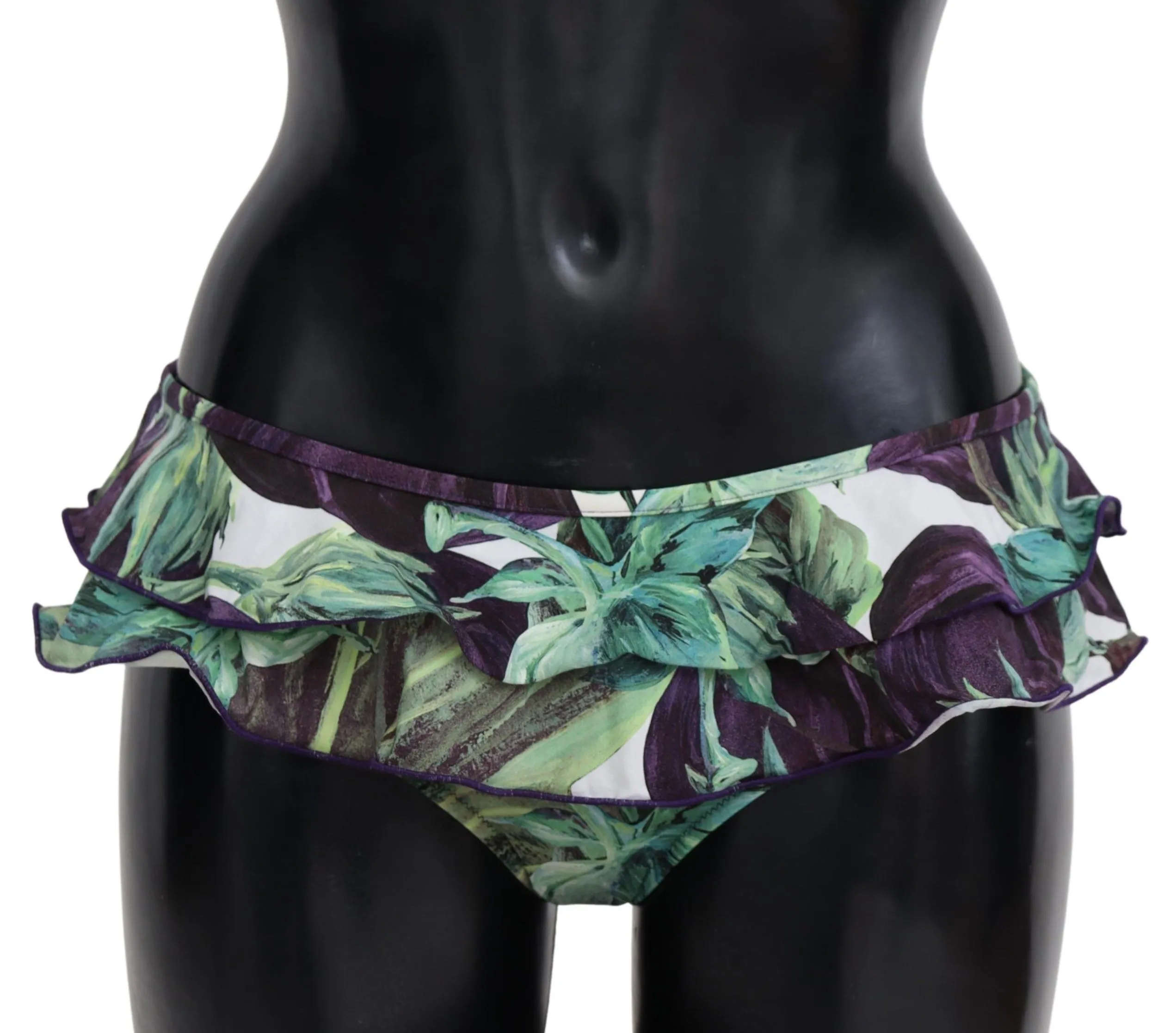 Dolce & Gabbana Women's Eggplant Print Green Bikini Bottom