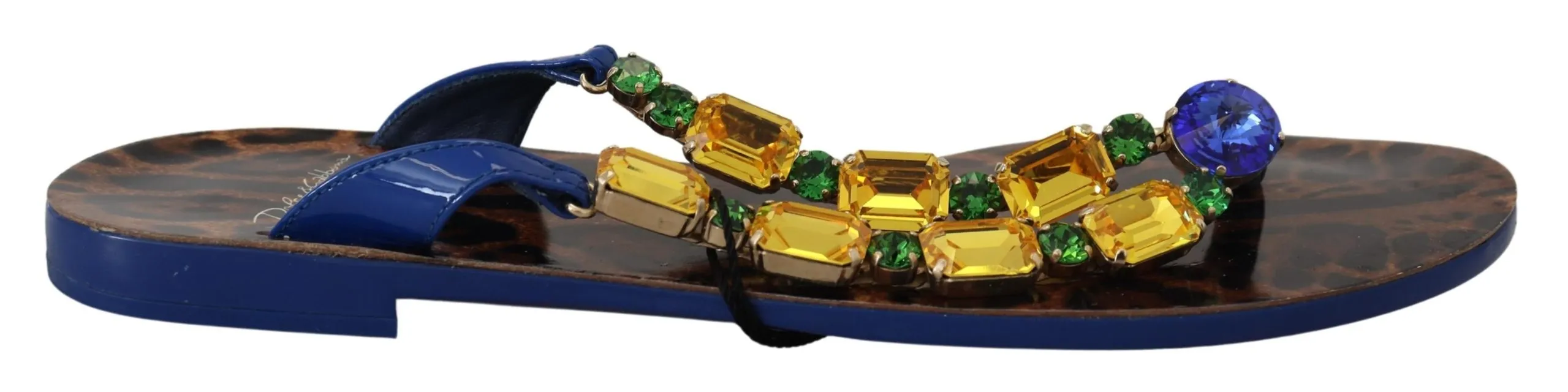 Dolce & Gabbana Women's Blue Leopard Crystal Embellished Sandals