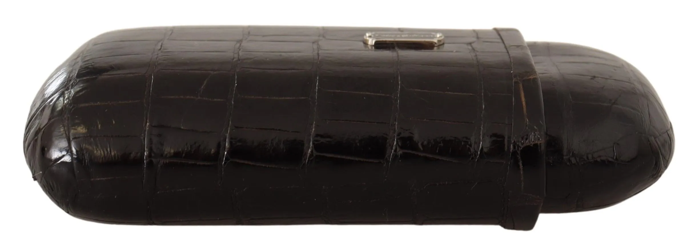 Dolce & Gabbana Men's Elegant Dual Slot Crocodile Leather Cigar Case