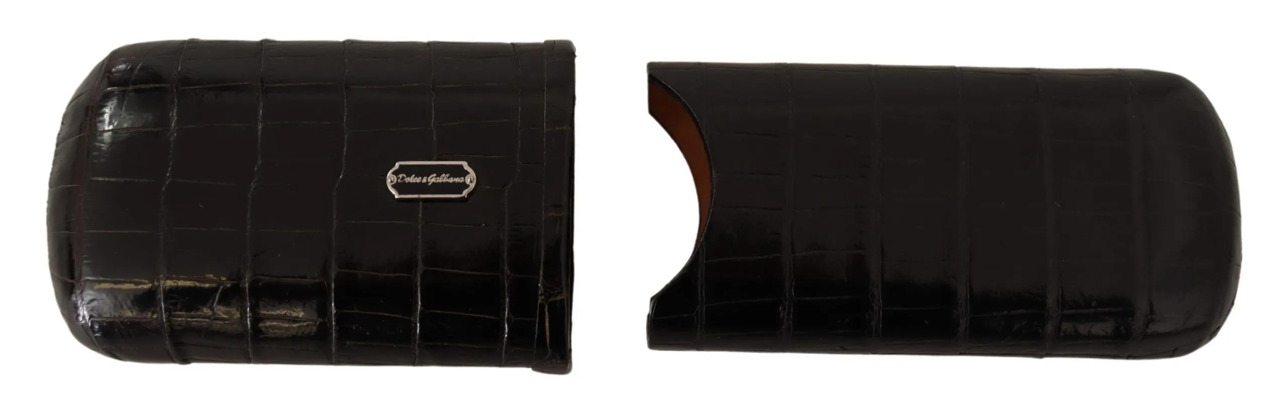 Dolce & Gabbana Men's Elegant Dual Slot Crocodile Leather Cigar Case