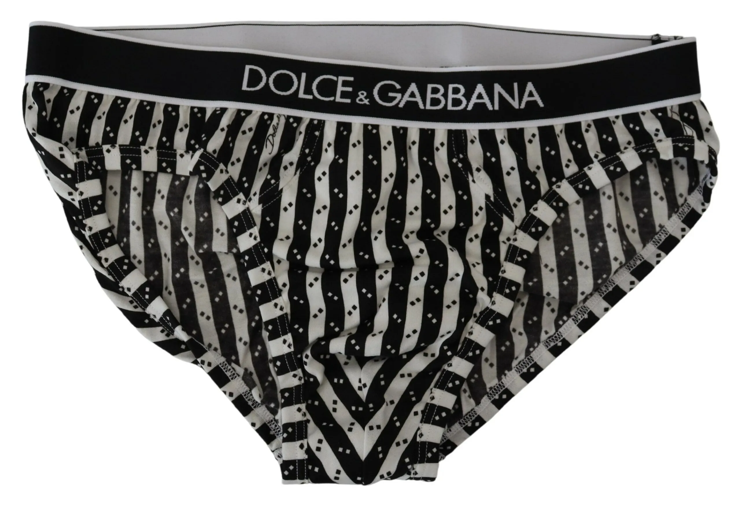Dolce & Gabbana Men's Elegant Striped Cotton Briefs - Black and White